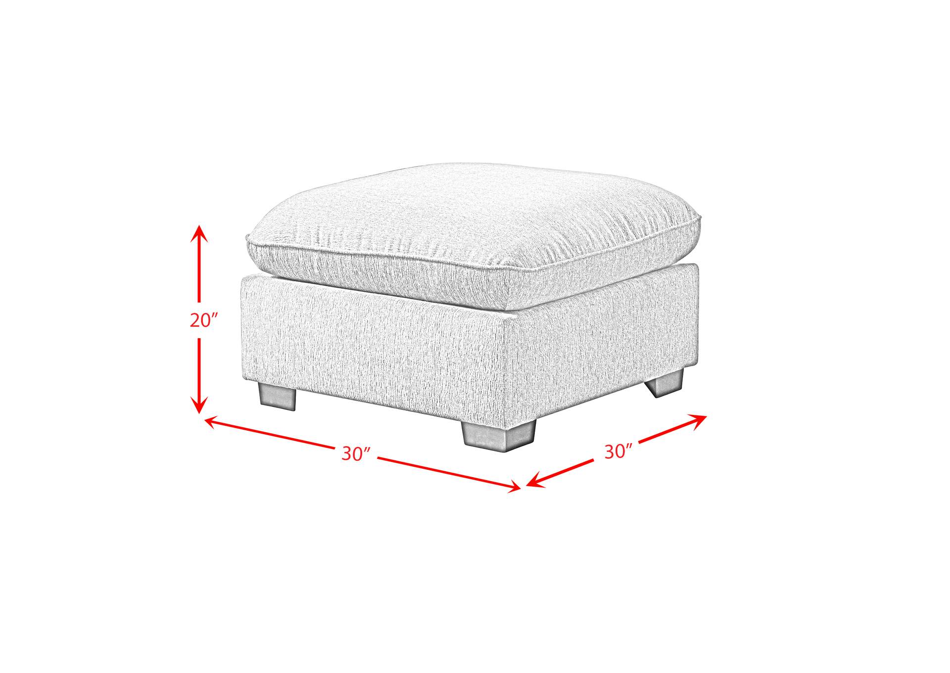 Deville Modular Ottoman In Nova Grey