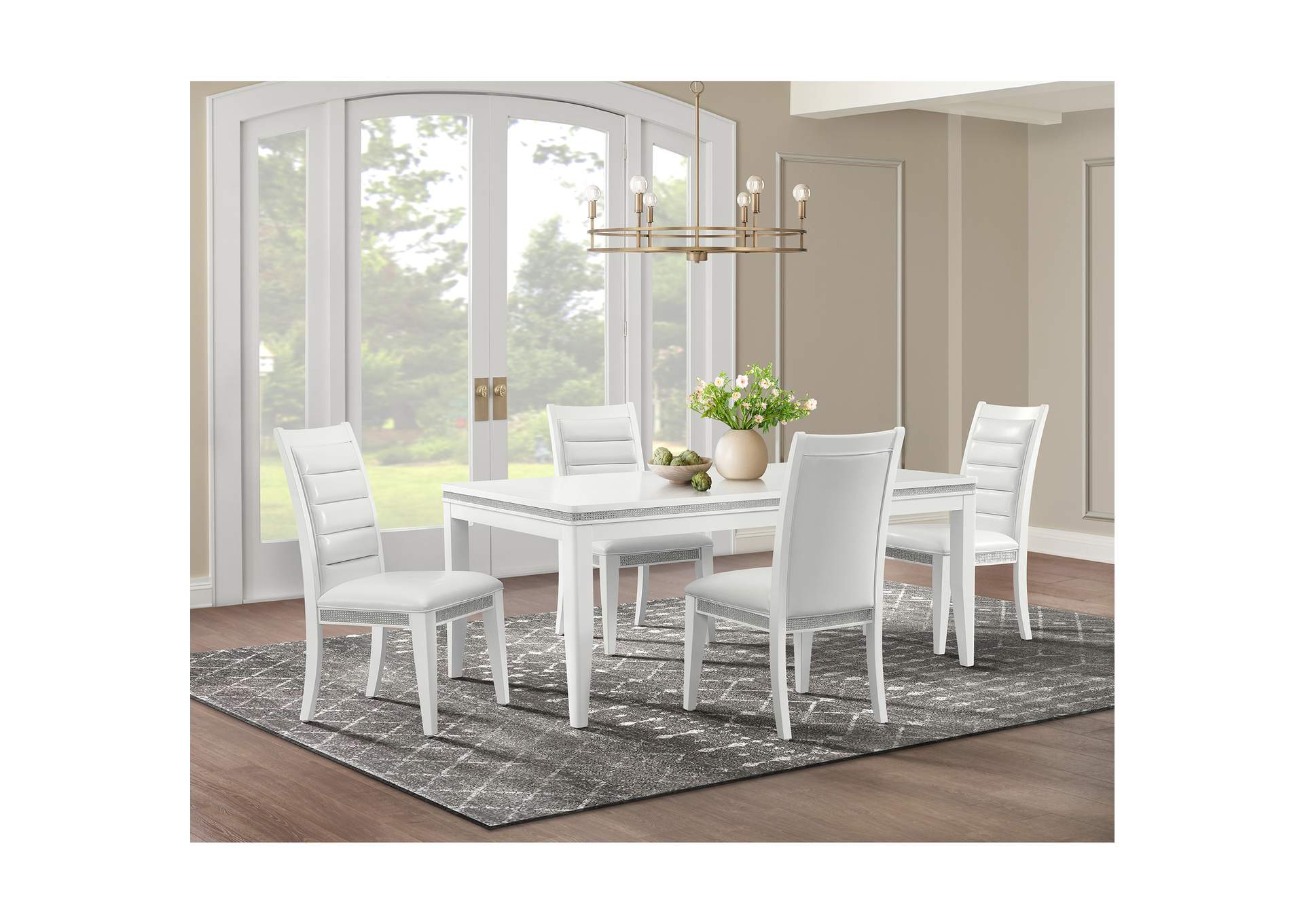 Diedra 5 Piece Standard Height Dining Set In White - Table And Four Chairs image 1
