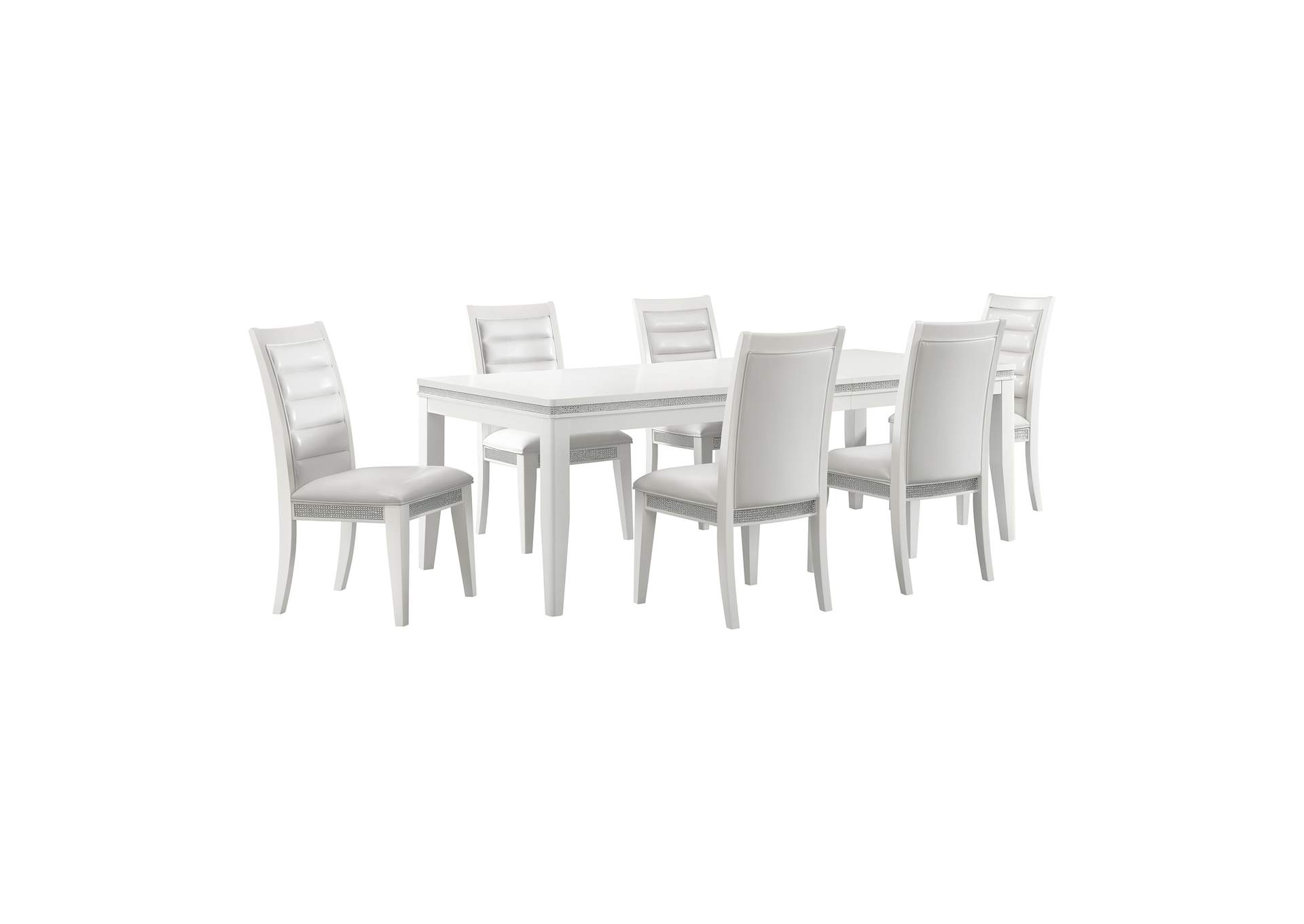Diedra 7 Piece Standard Height Dining Set In White - Table And Six Chairs image 5