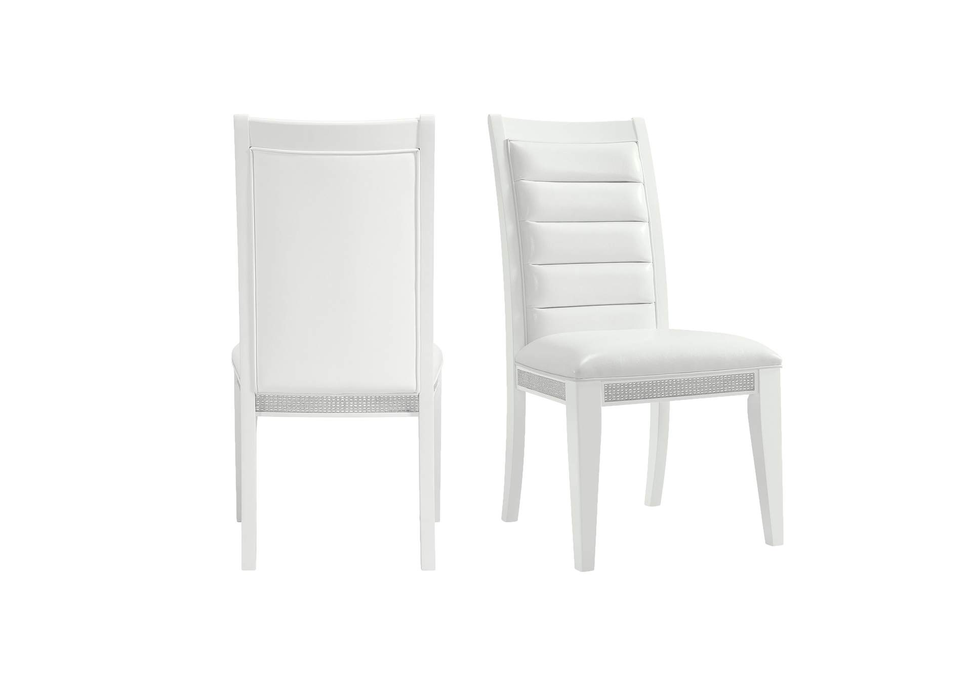 Diedra Dining Side Chair With White Fabric In White 2 Per Carton image 6