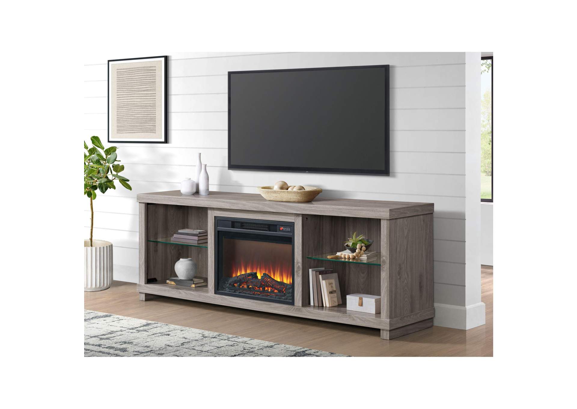 Doha Console With 23 Fireplace Insert In Grey image 1