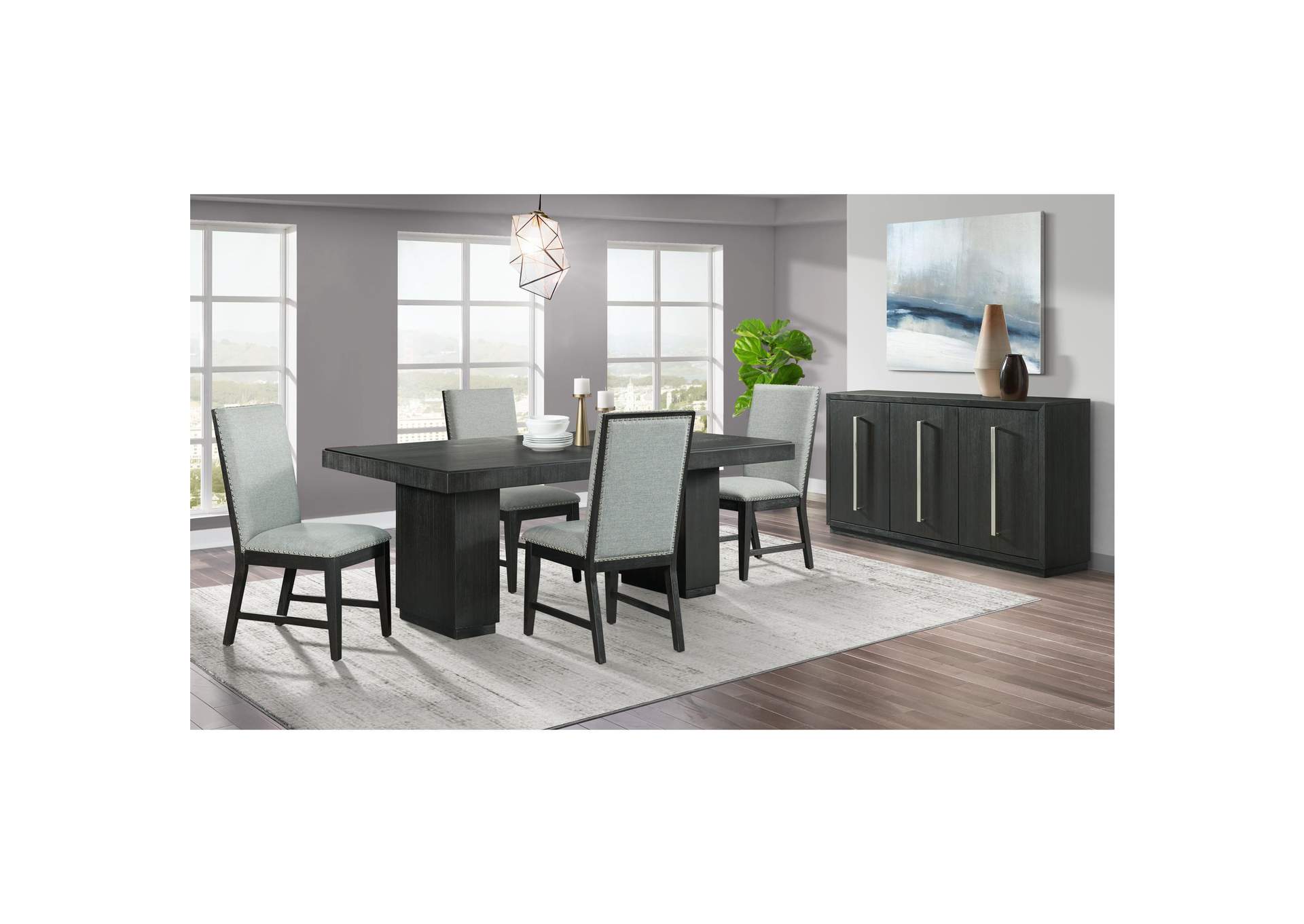 Donovan Rectangular Standard Height Dining Table In Black image 1