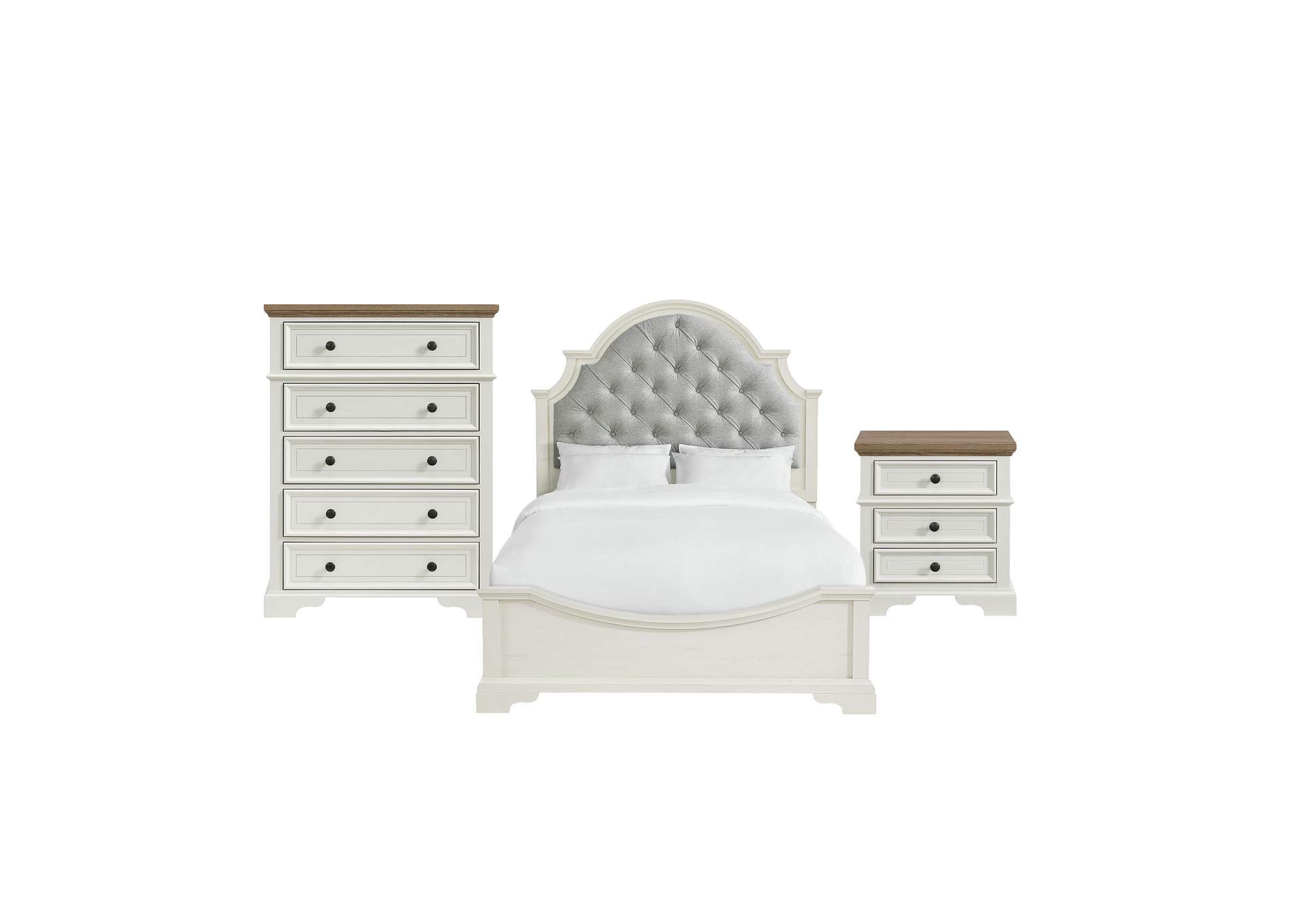 Eastwood Youth Full Upholstered 3 Piece Bedroom Set In White image 17