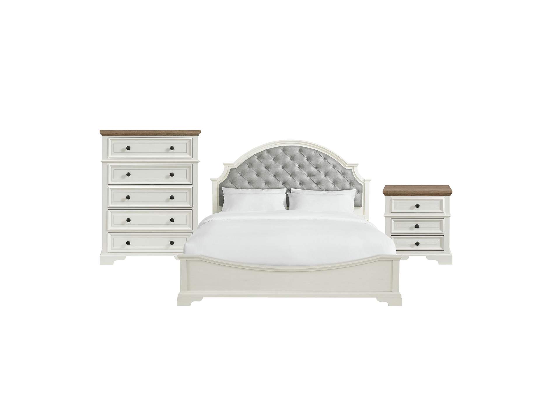 Eastwood Youth King Upholstered 3 Piece Bedroom Set In White image 17