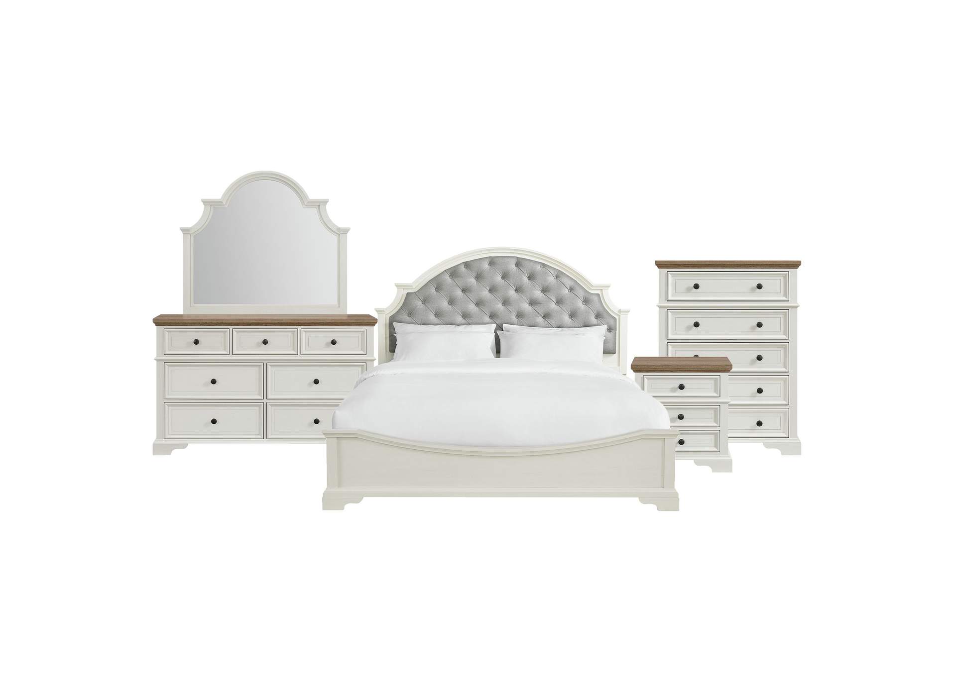 Eastwood Youth King Upholstered 5 Piece Bedroom Set In White image 19