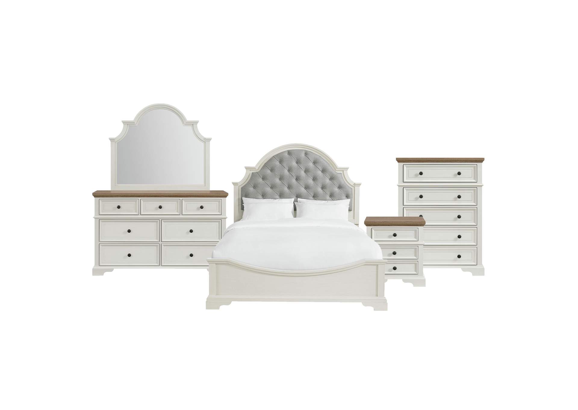 Eastwood Youth Queen Upholstered 5 Piece Bedroom Set In White image 19
