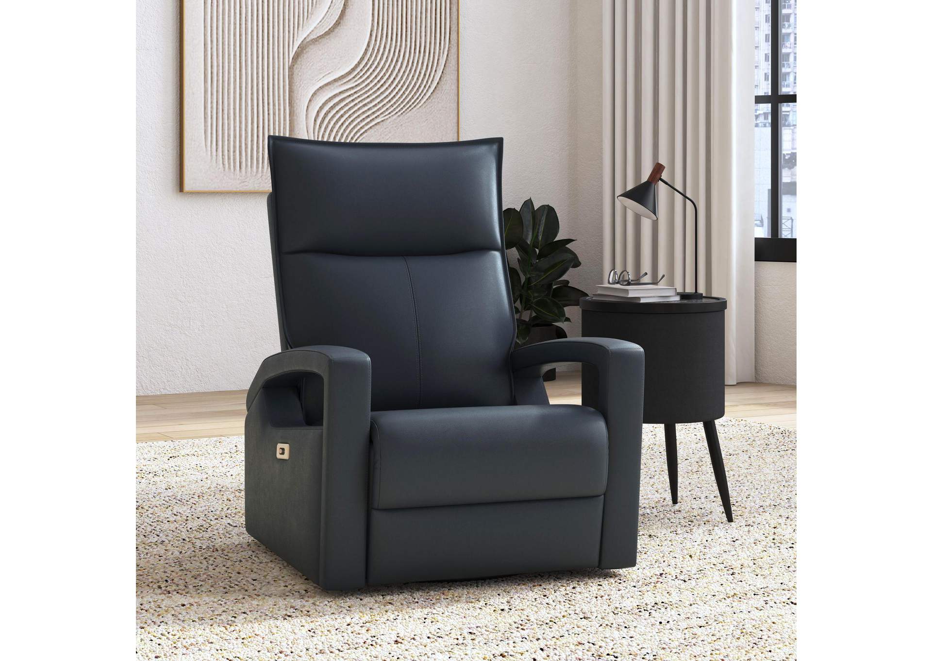 Eco P1 Recliner With Glider And Swivel In Del Mar Blue image 1