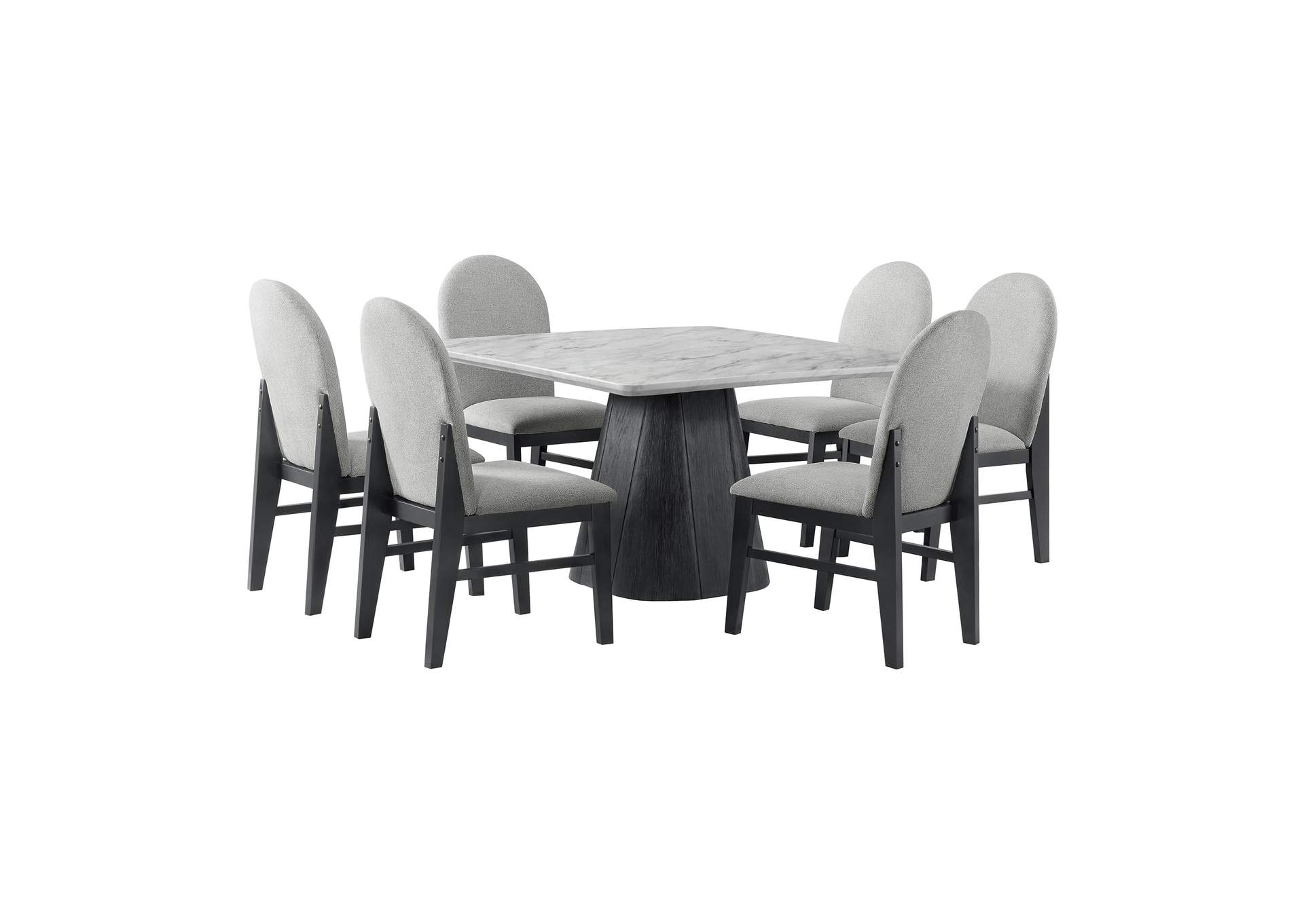 Edison 7 Piece Standard Height Dining Set In White And Black - Table And Six Chairs image 5