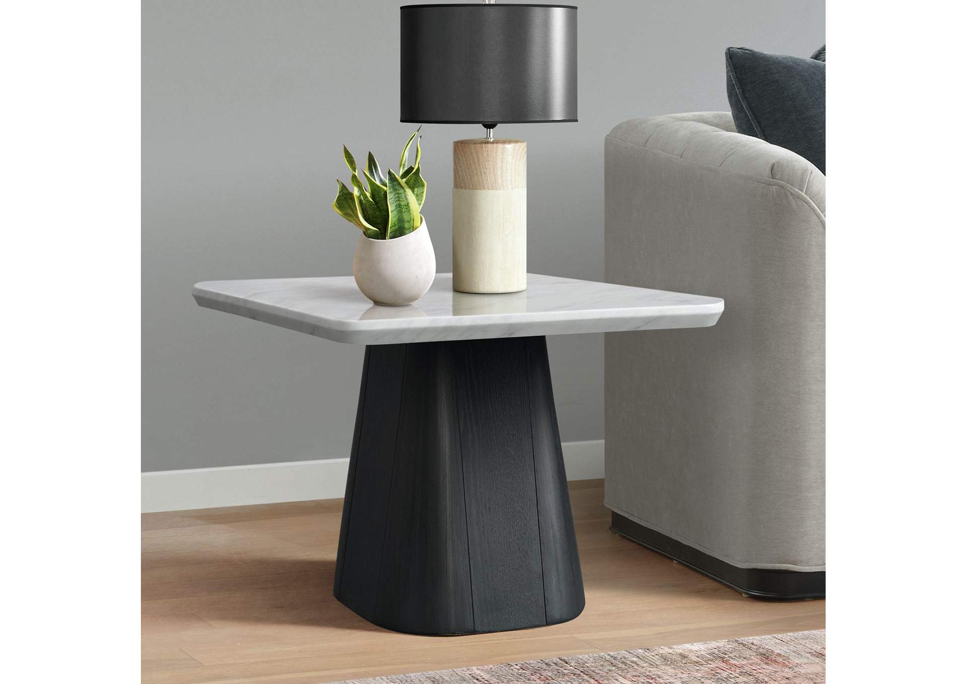 Edison End Table In White And Black image 1