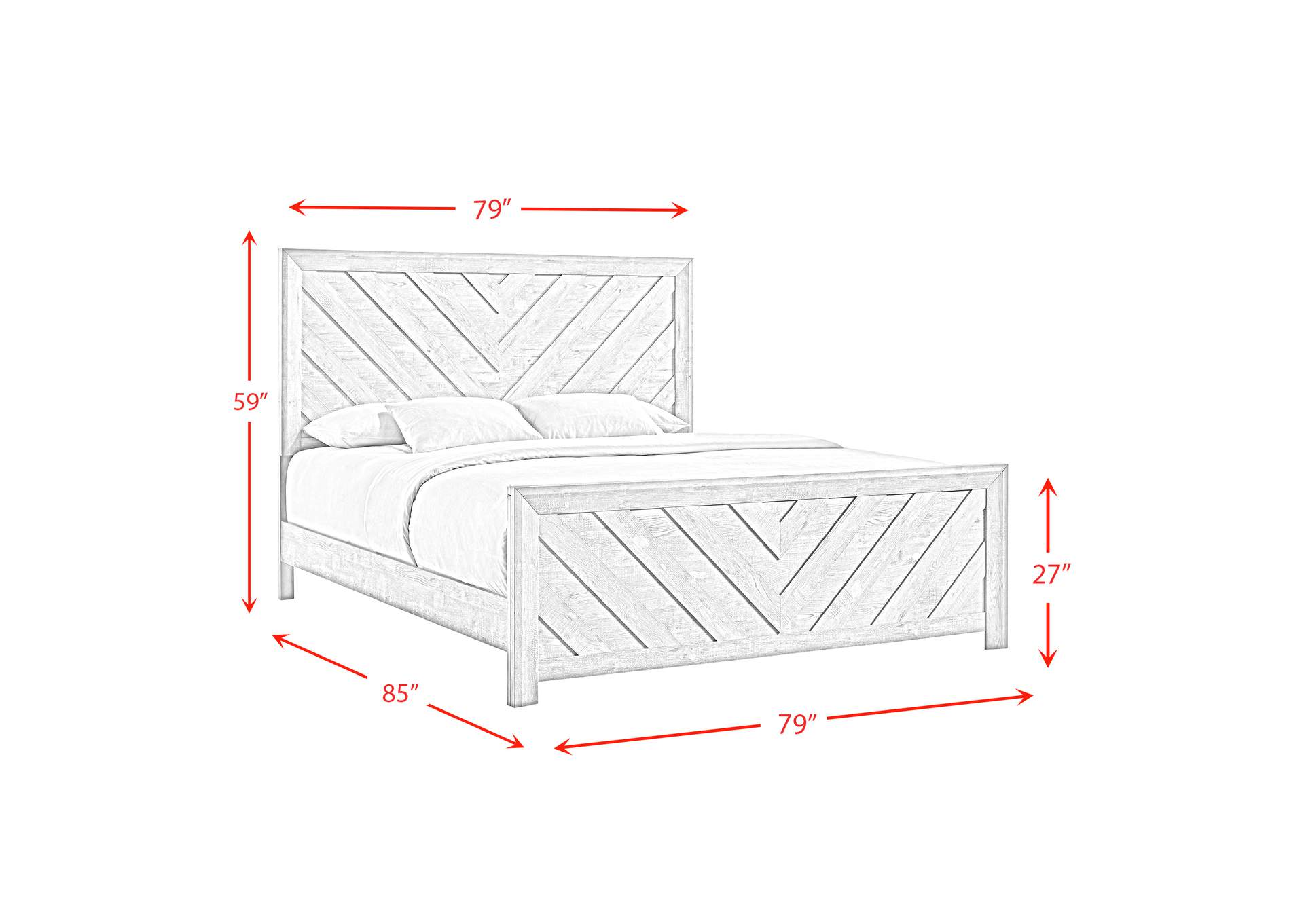 Ellen King Panel 3 Piece Bedroom Set In White image 8