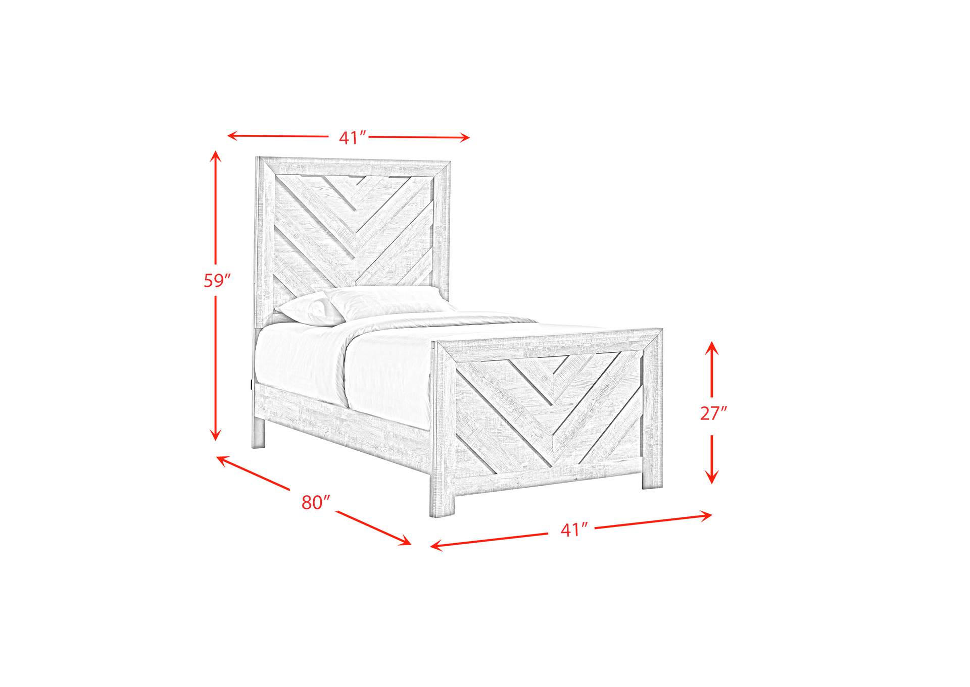 Ellen Twin Panel 3 Piece Bedroom Set In White image 8
