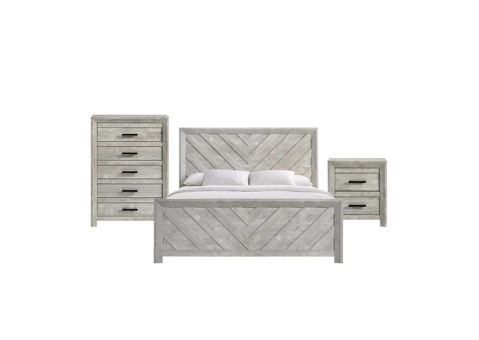 Ellen King Panel 3 Piece Bedroom Set In White image 18