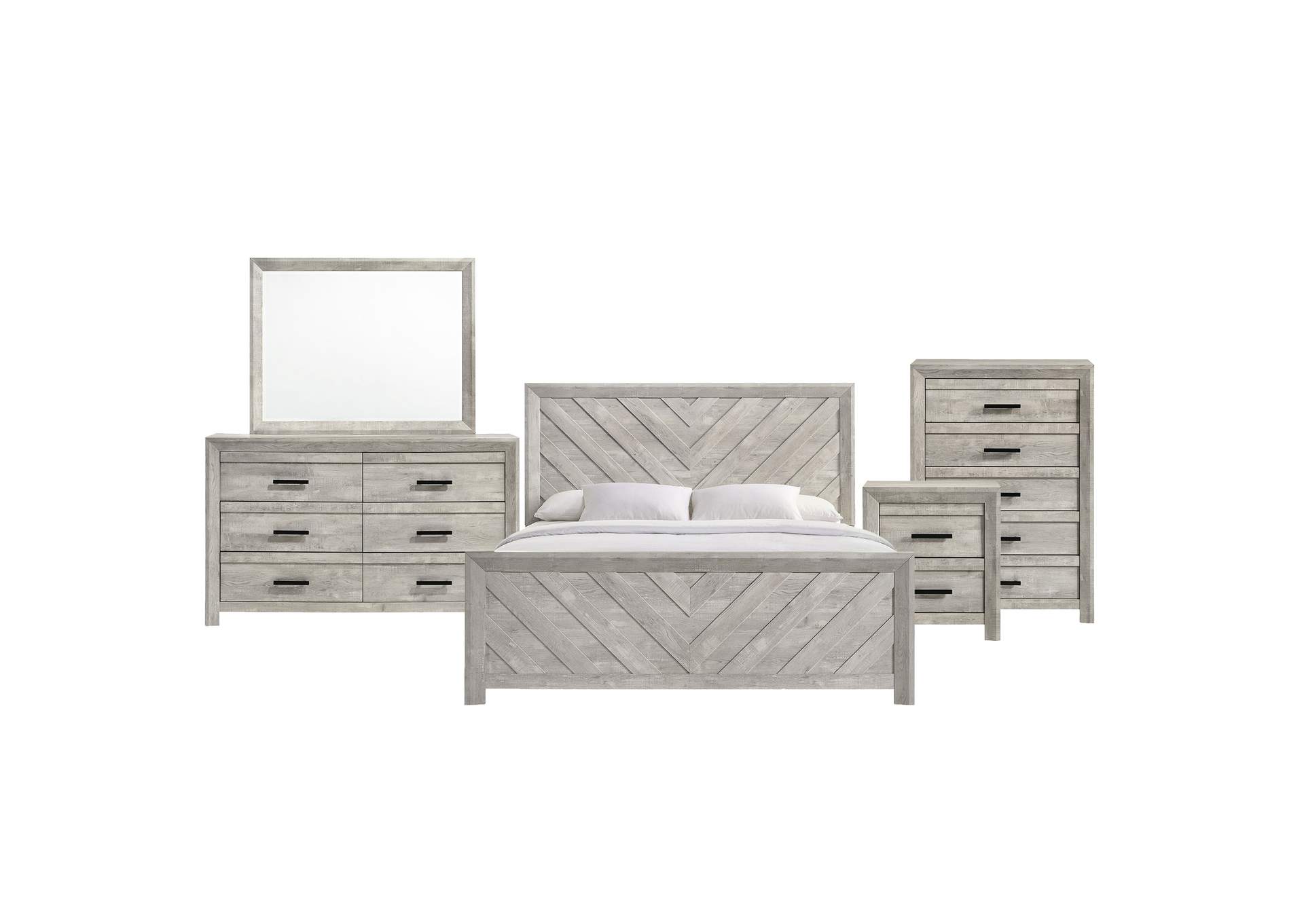 Ellen King Panel 5 Piece Bedroom Set In White image 19