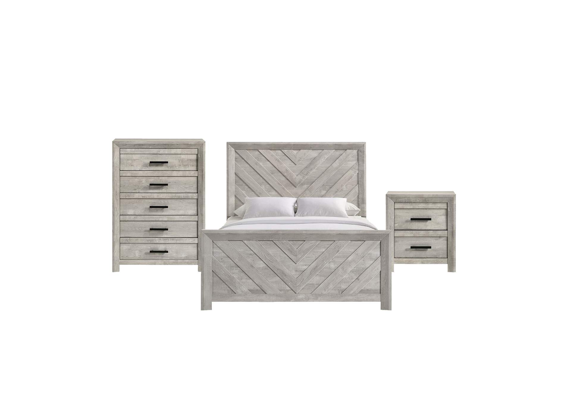 Ellen Queen Panel 3 Piece Bedroom Set In White image 16