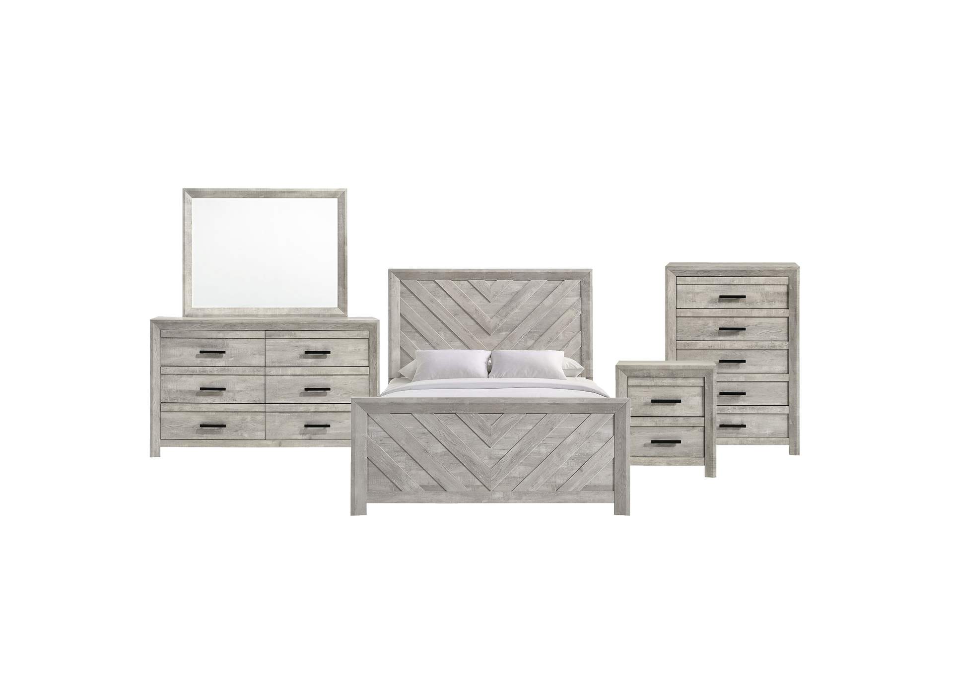 Ellen Queen Panel 5 Piece Bedroom Set In White image 19