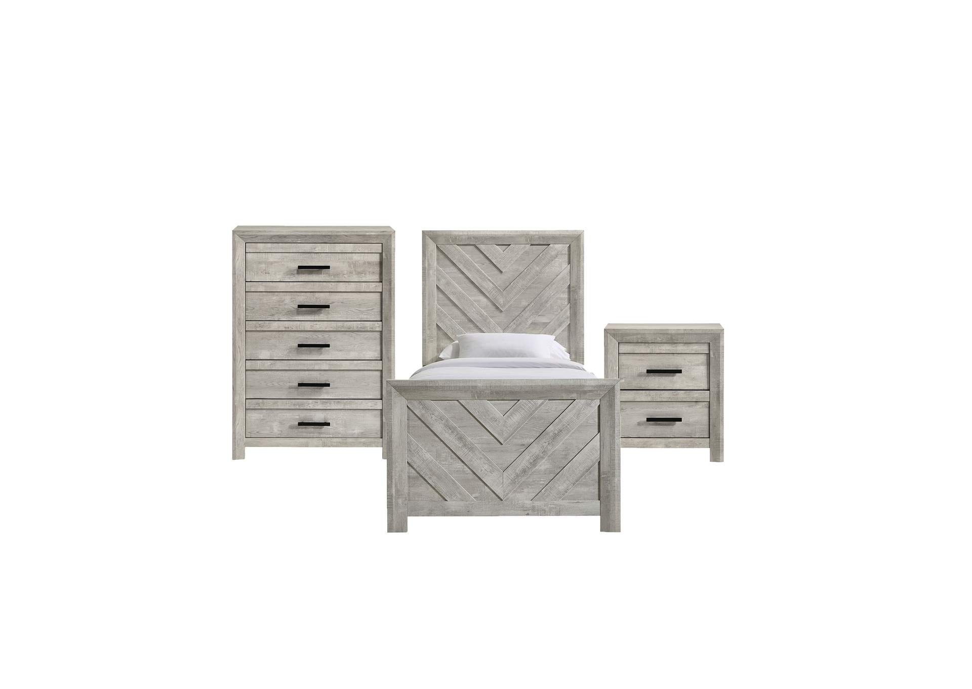 Ellen Twin Panel 3 Piece Bedroom Set In White image 16