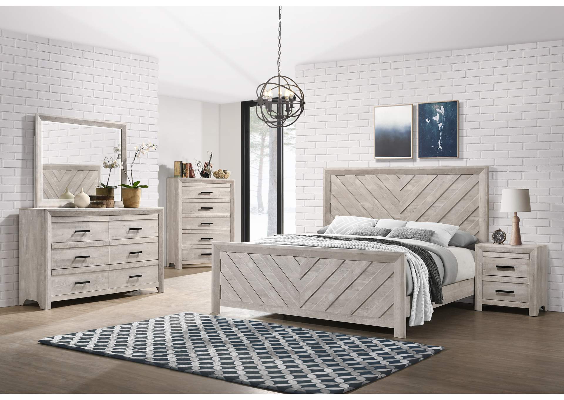 Ellen Queen Panel 5 Piece Bedroom Set In White image 1