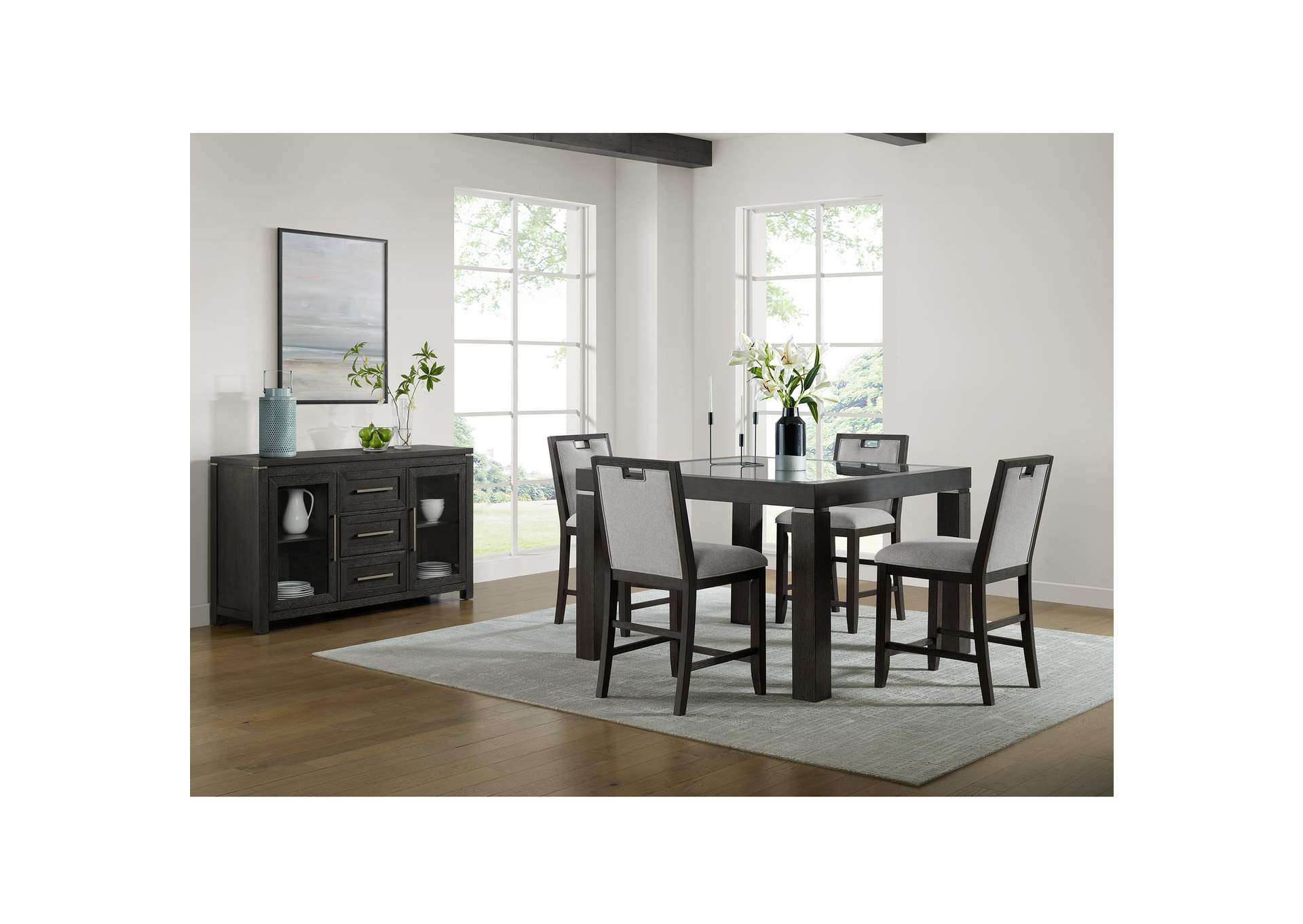 Elodie Counter Chair With Grey Fabric In Charcoal 2 Per Carton image 1