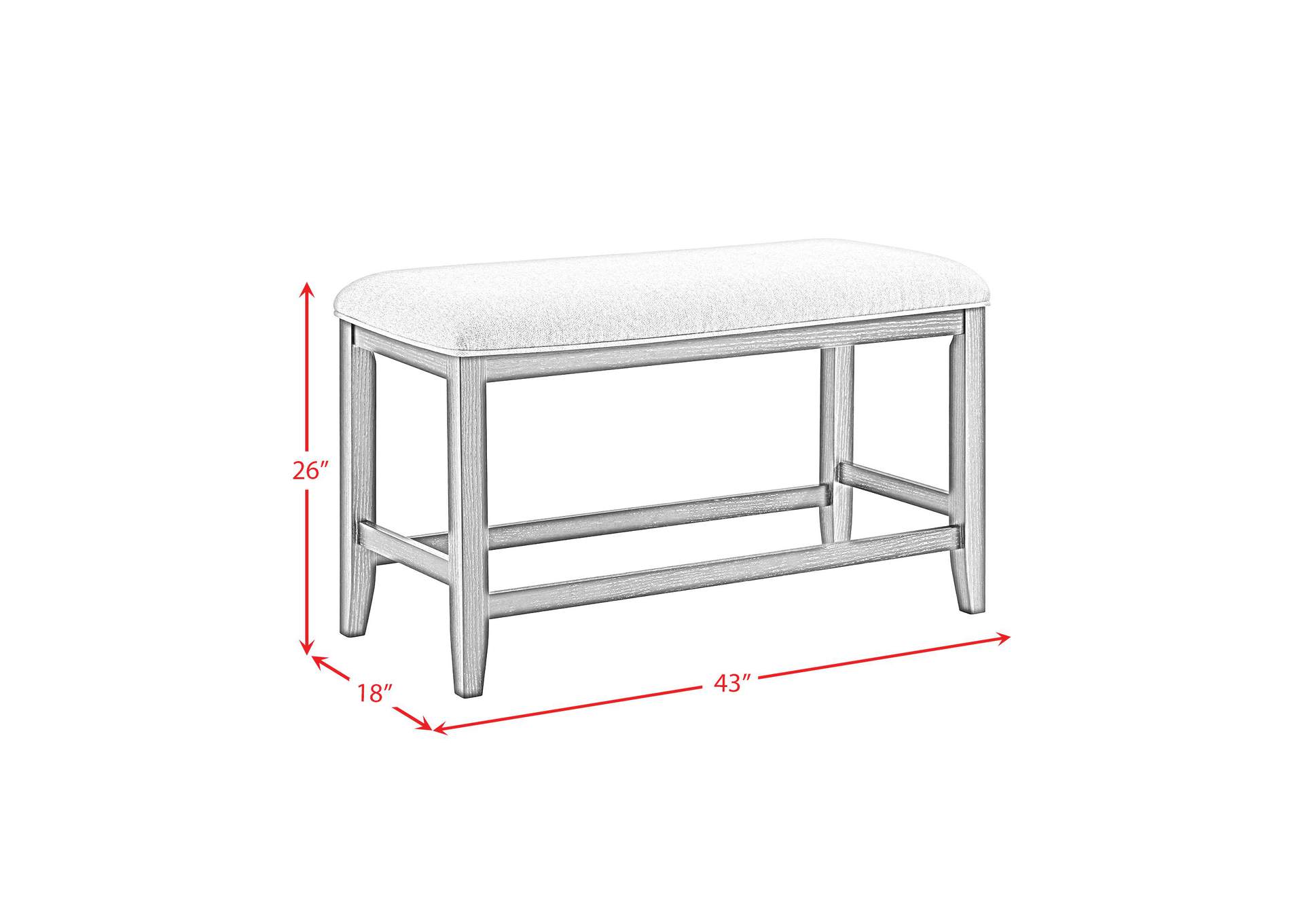 Elodie Counter Bench With Grey Fabric In Charcoal image 4