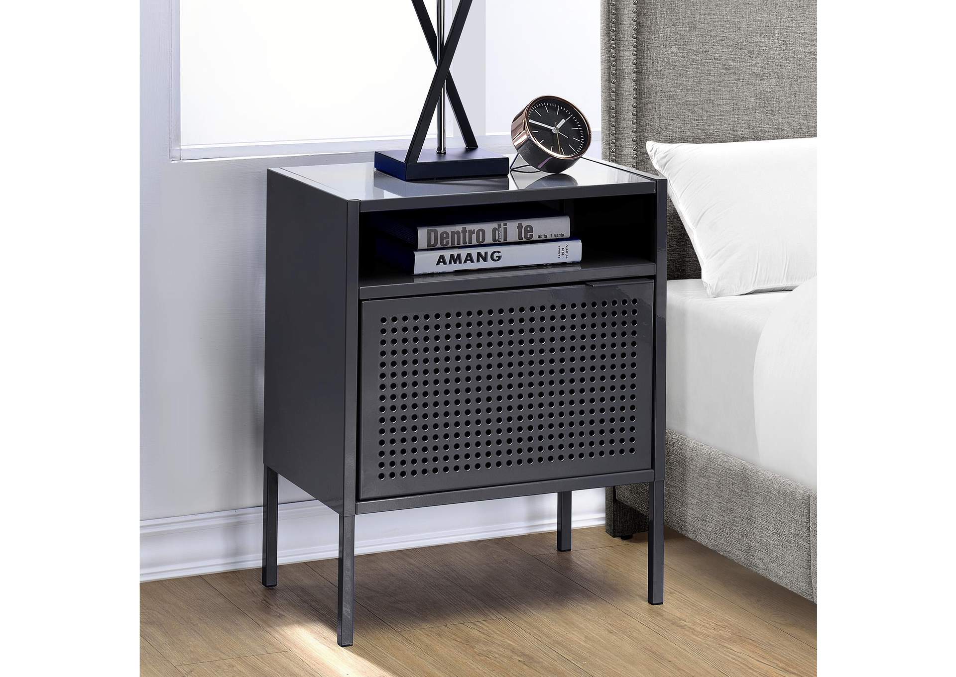 Ember Nightstand C - 1094 Grey Nightstand With USB image 1
