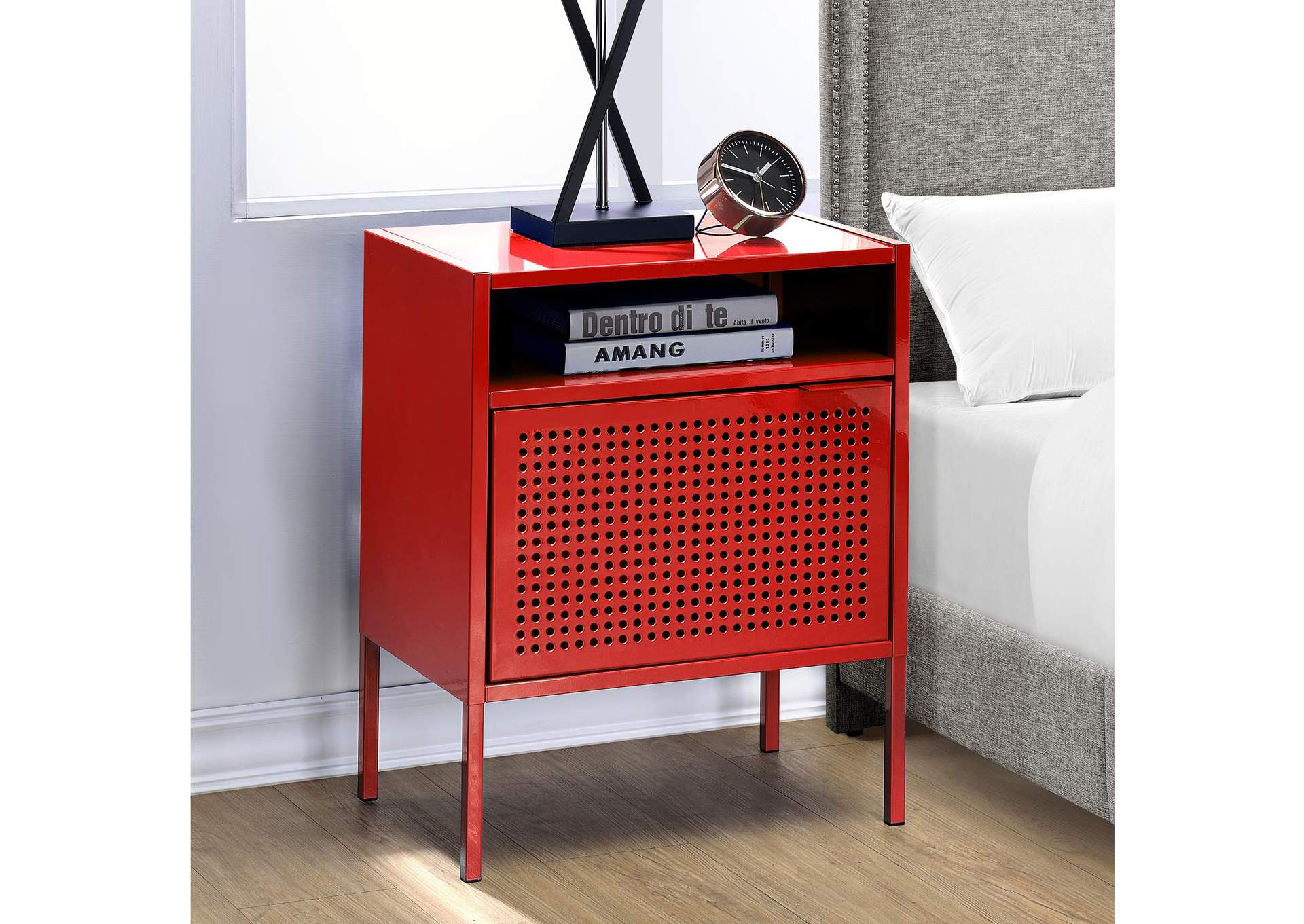 Ember Nightstand C - 1094 Red Nightstand With USB image 1