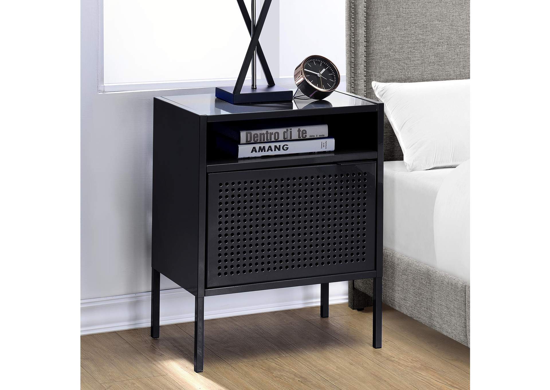 Ember Nightstand C - 1094 Black Nightstand With USB image 1