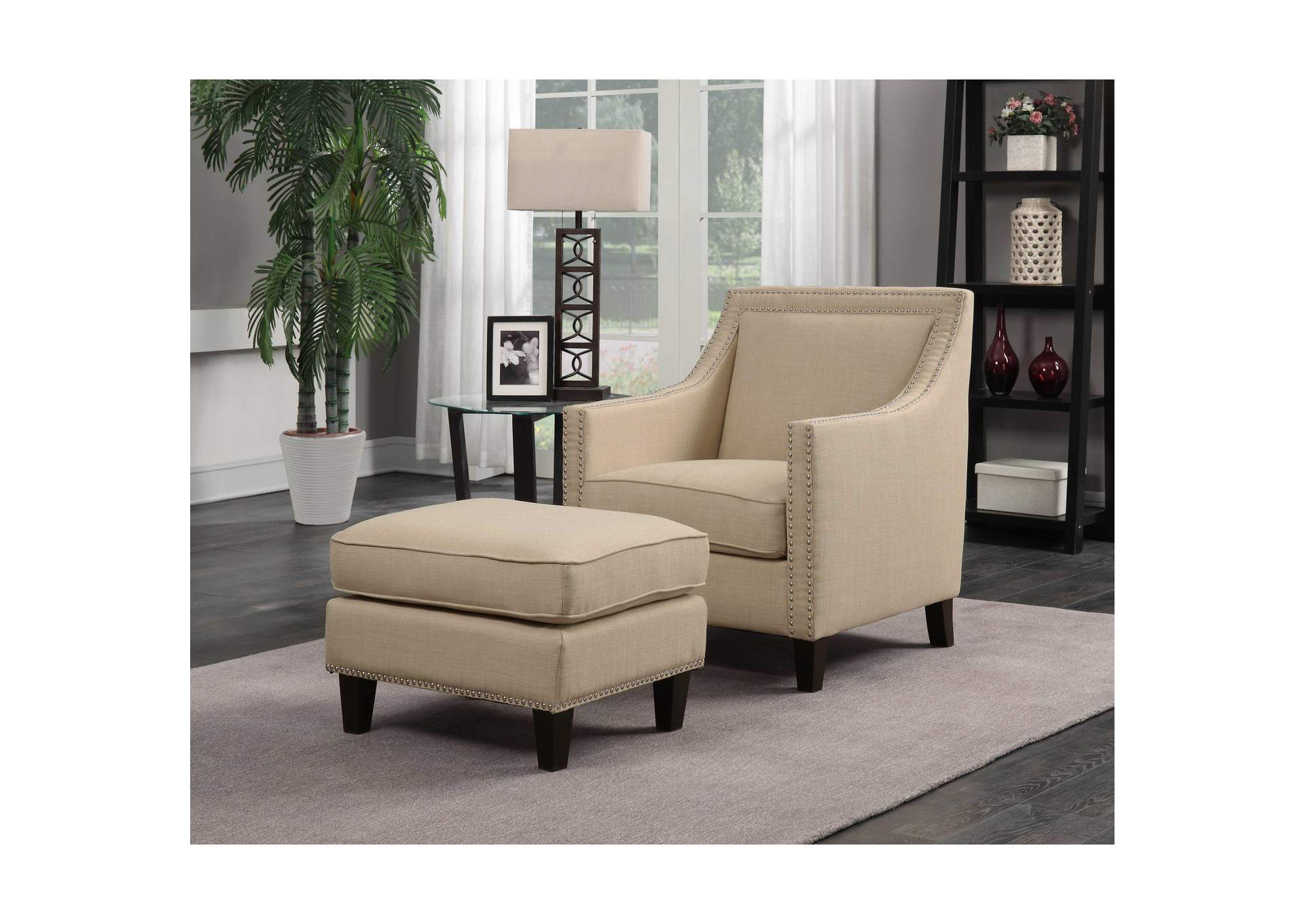 Erica 497 Ottoman With Chrome Nail Heirloom Natural image 1