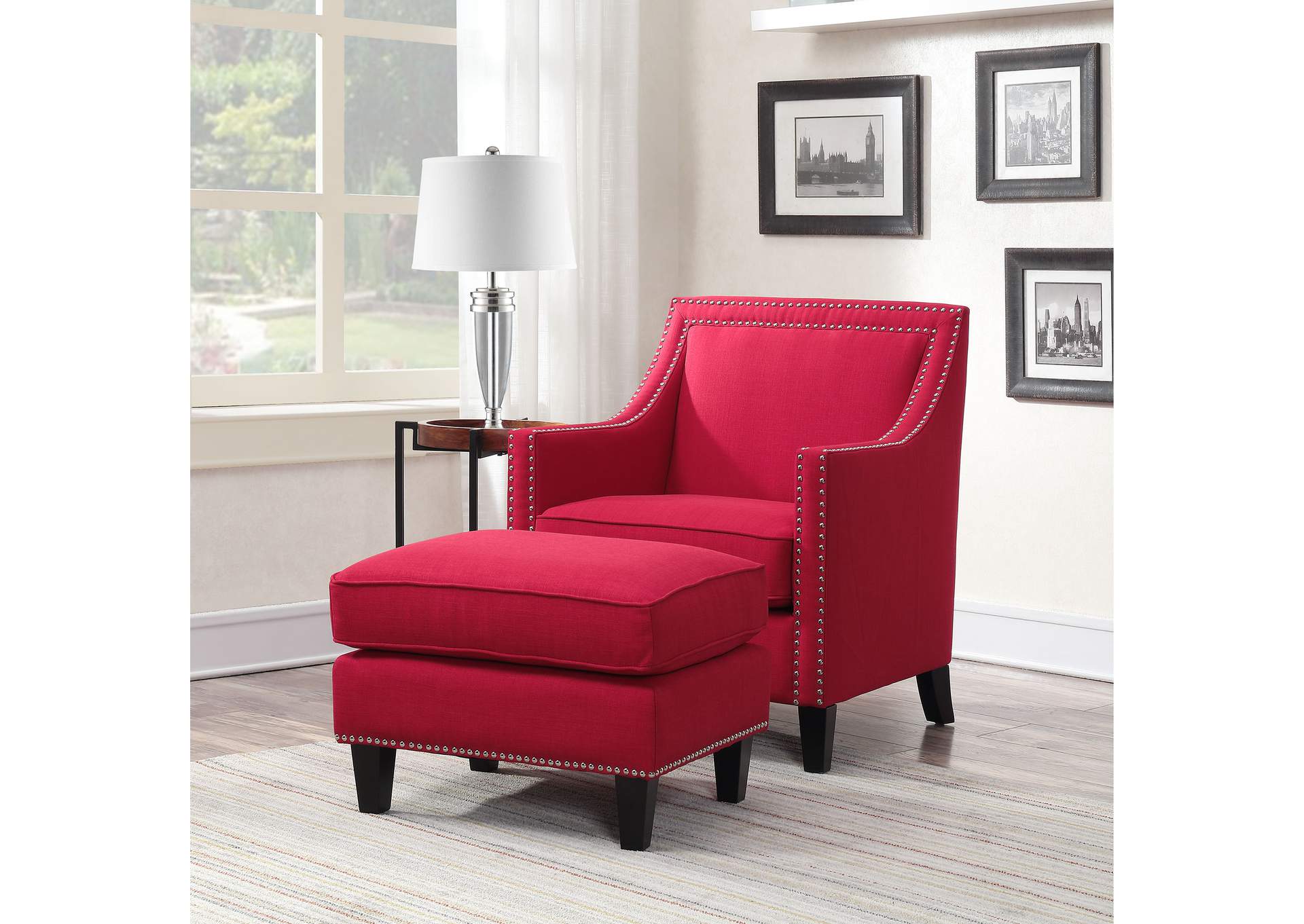 Erica Chair Ottoman In Heirloom Berry image 1