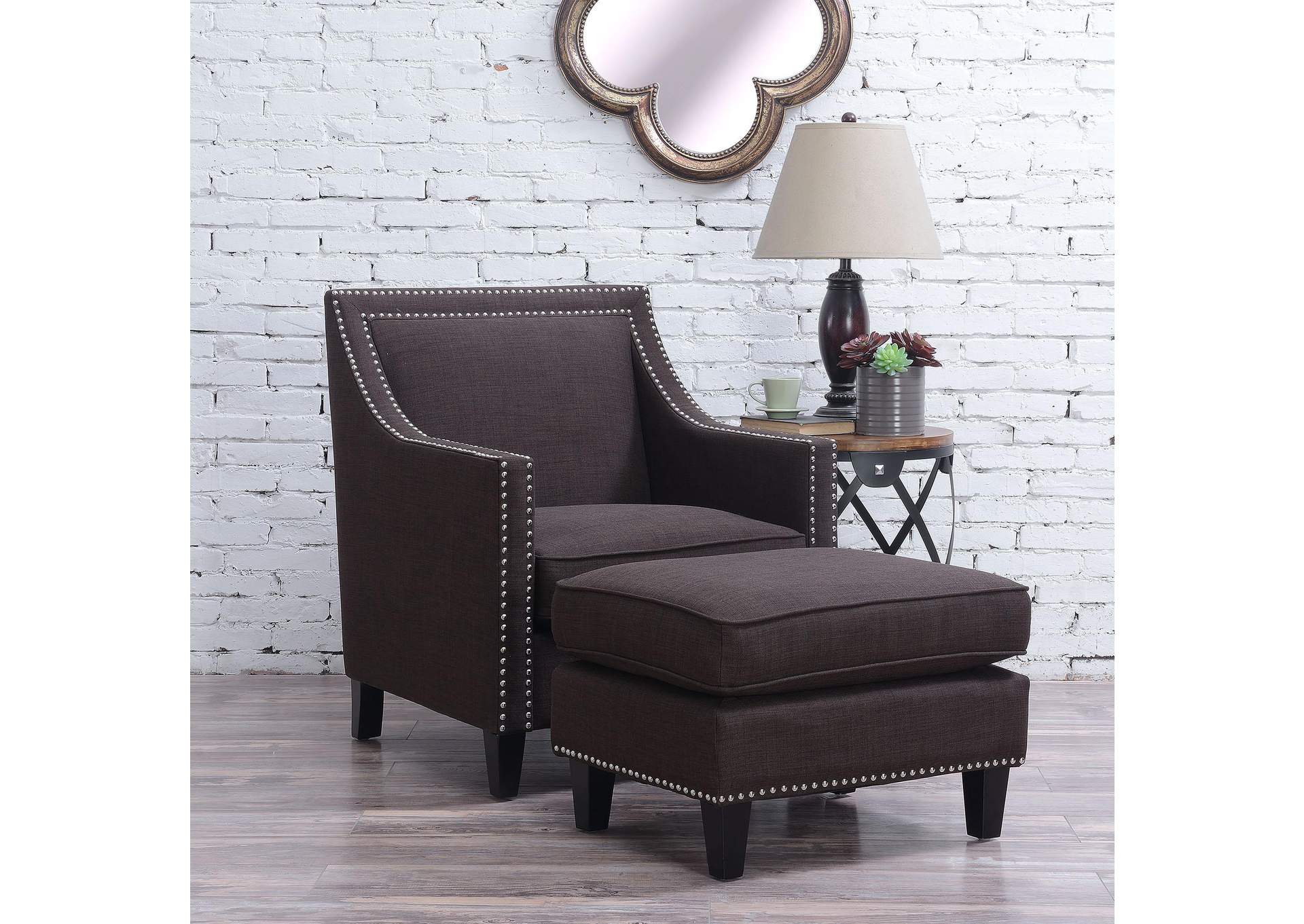 Erica 497 Ottoman With Chrome Nail Heirloom Chocolate image 1