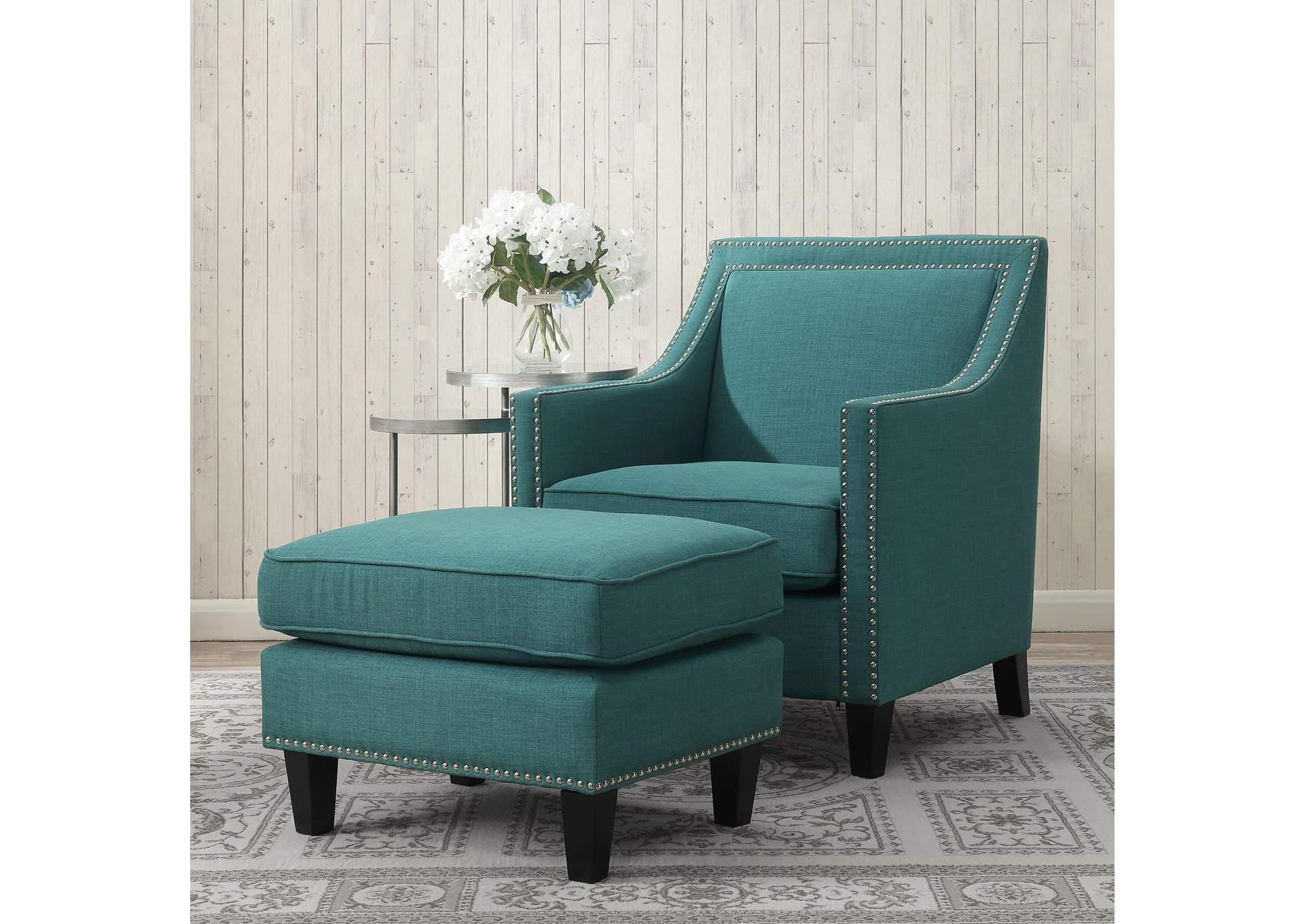 Erica 497 Ottoman With Chrome Nail Heirloome Teal image 1