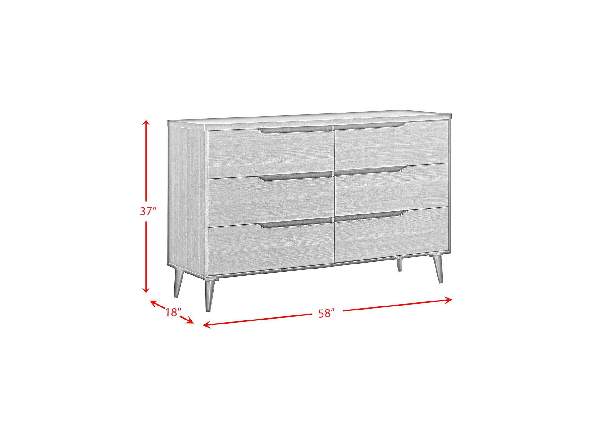 Ernesto 6 - Drawer Dresser In Grey 3A image 7