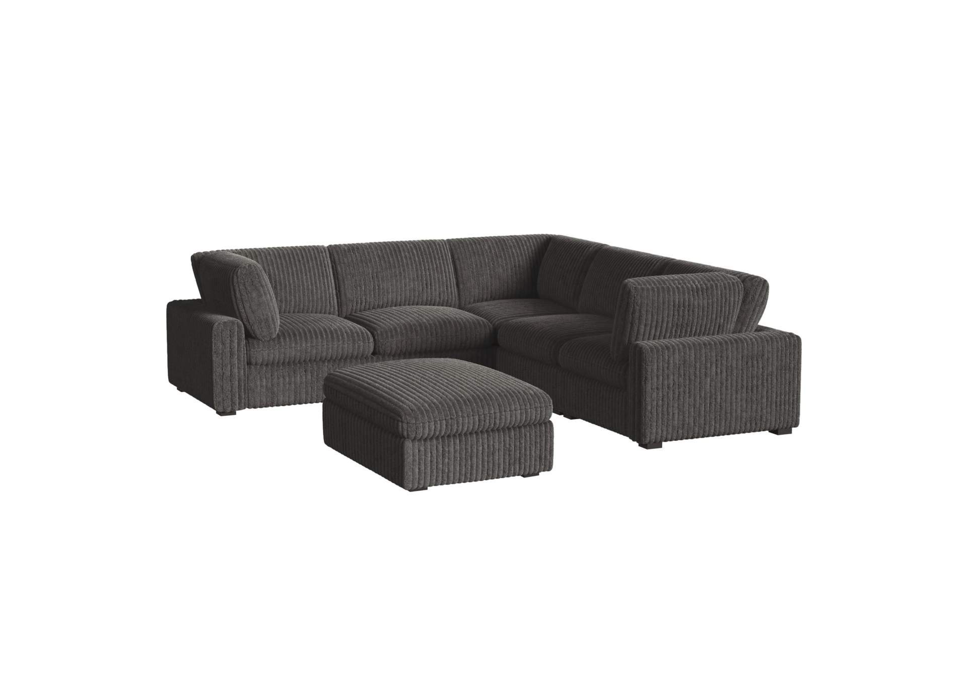Esprit 6 Piece Modular Set In Grand Cord Charcoal Ottoman image 3