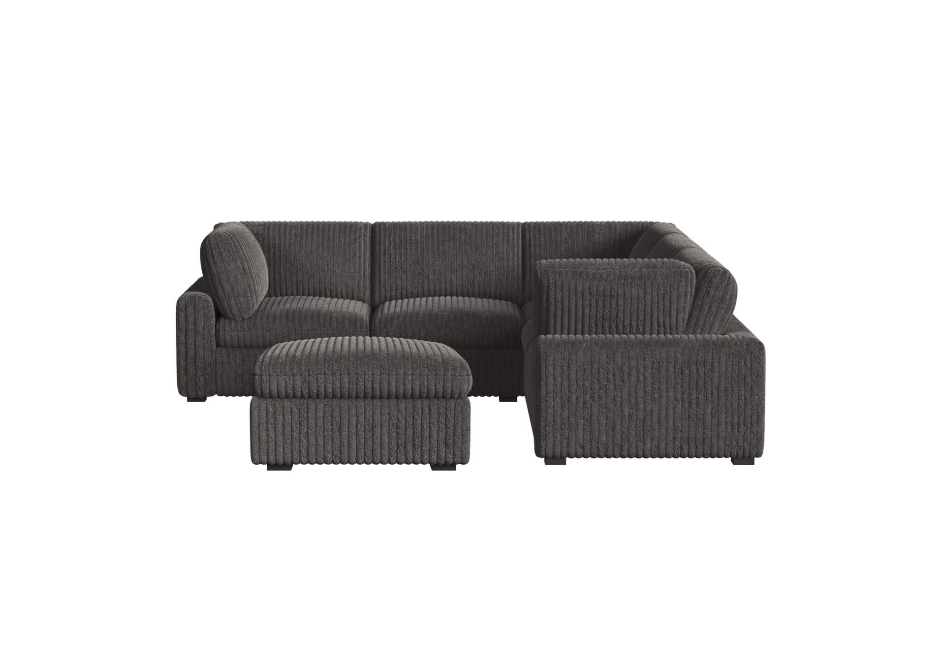 Esprit 6 Piece Modular Set In Grand Cord Charcoal Ottoman image 4