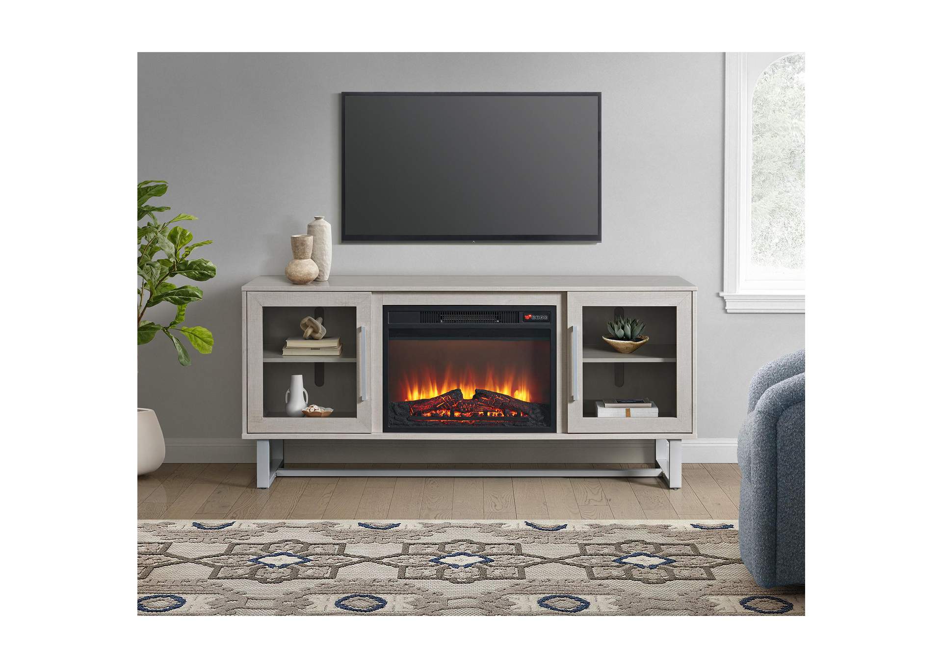 Estelle Console With 23 Fireplace Insert In Off - White image 1