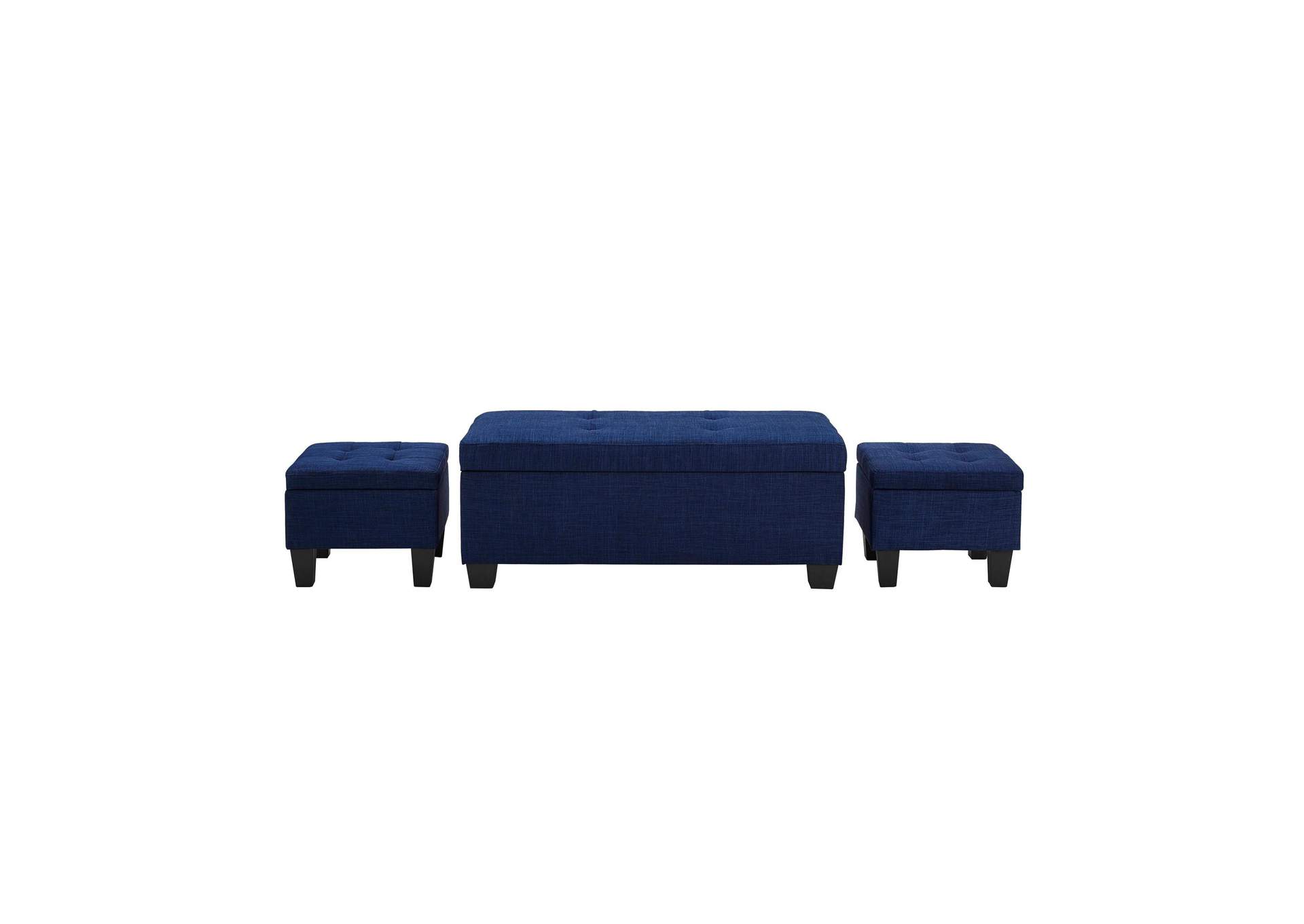 Ethan 3Pk Storage Bench With 2 Ottoman In Heirloom Blue A image 7