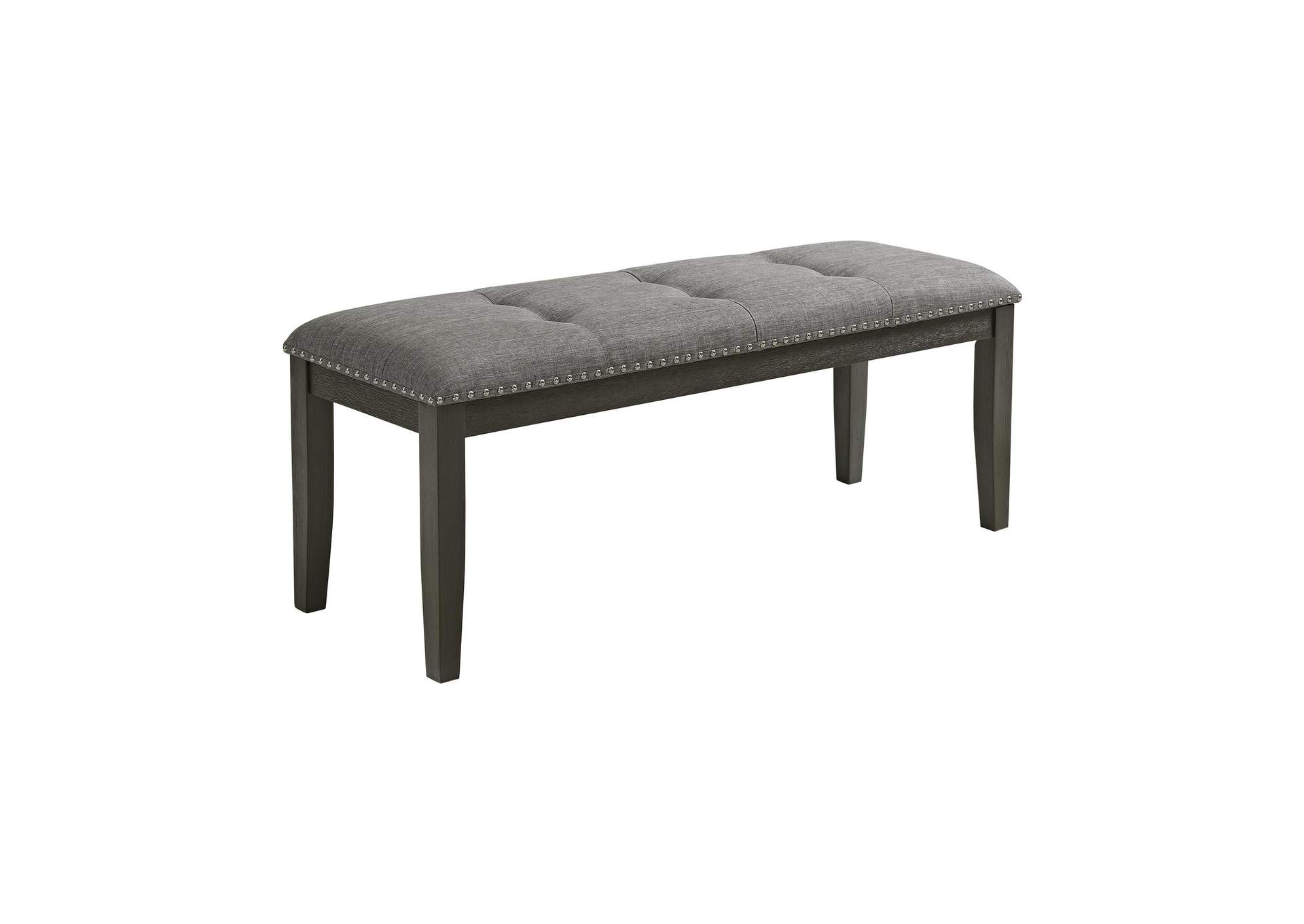 Everdeen Bench With Grey Fabric And Nail Heads In Charcoal image 6