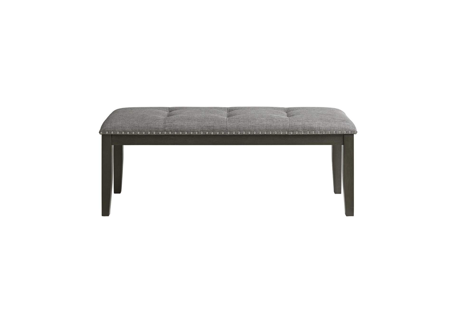 Everdeen Bench With Grey Fabric And Nail Heads In Charcoal image 7