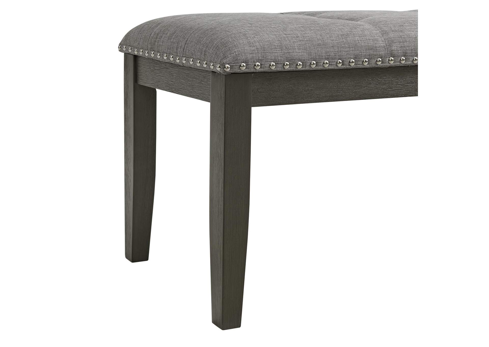 Everdeen Bench With Grey Fabric And Nail Heads In Charcoal image 4