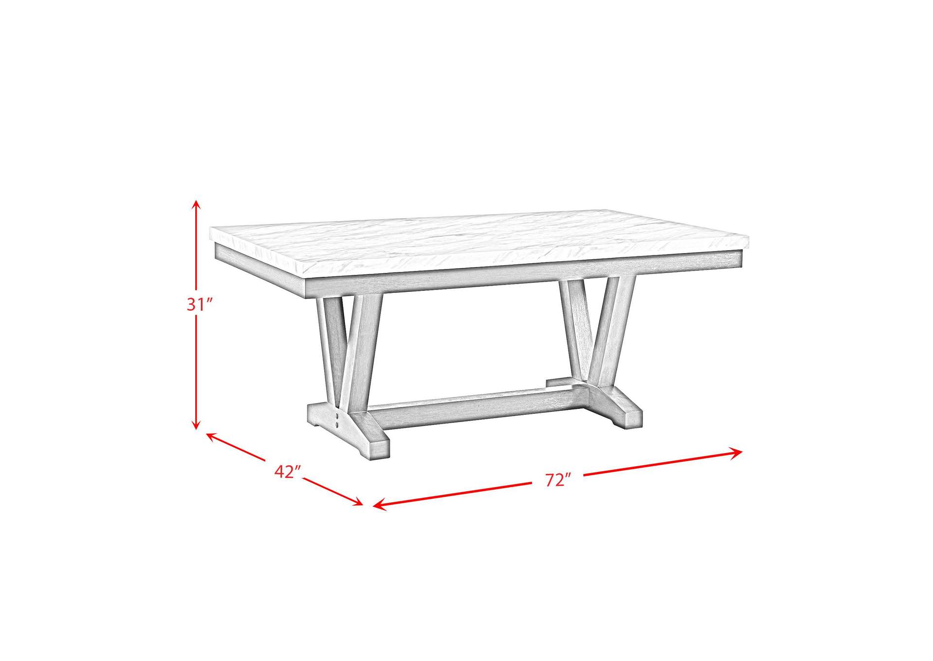 Everdeen Dining Table With White Faux Marble Top In Charcoal image 7