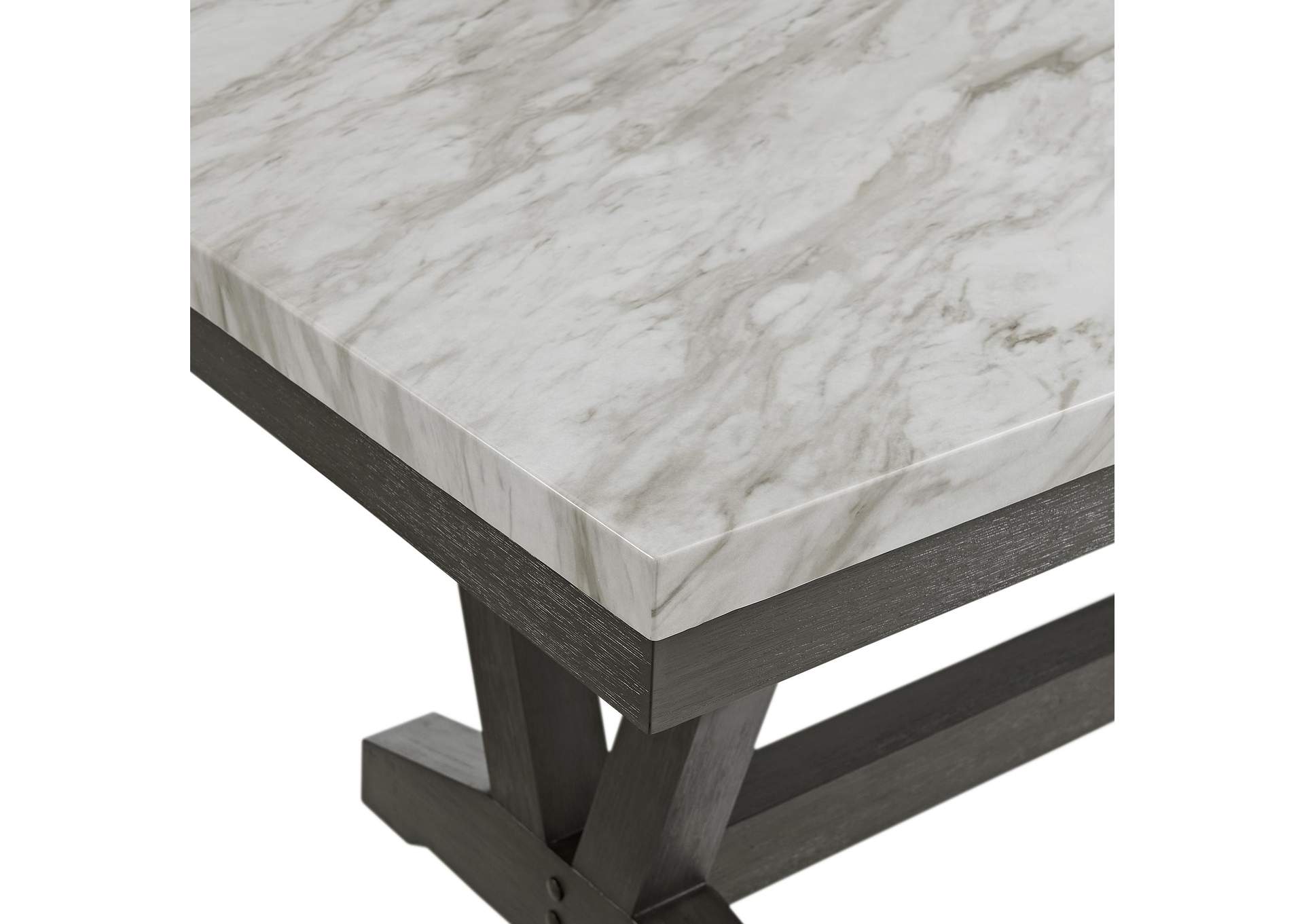 Everdeen Dining Table With White Faux Marble Top In Charcoal image 3