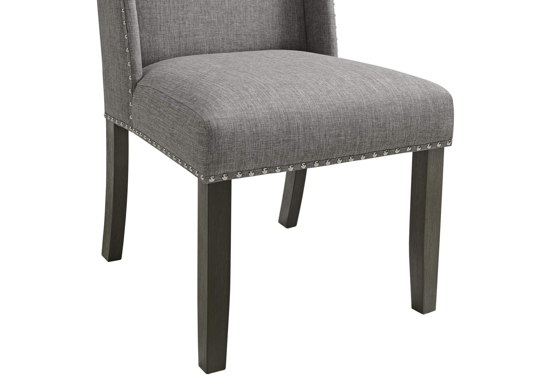 Everdeen Side Chair With Grey Fabric And Nail Heads In Charcoal 2 Per Carton image 4