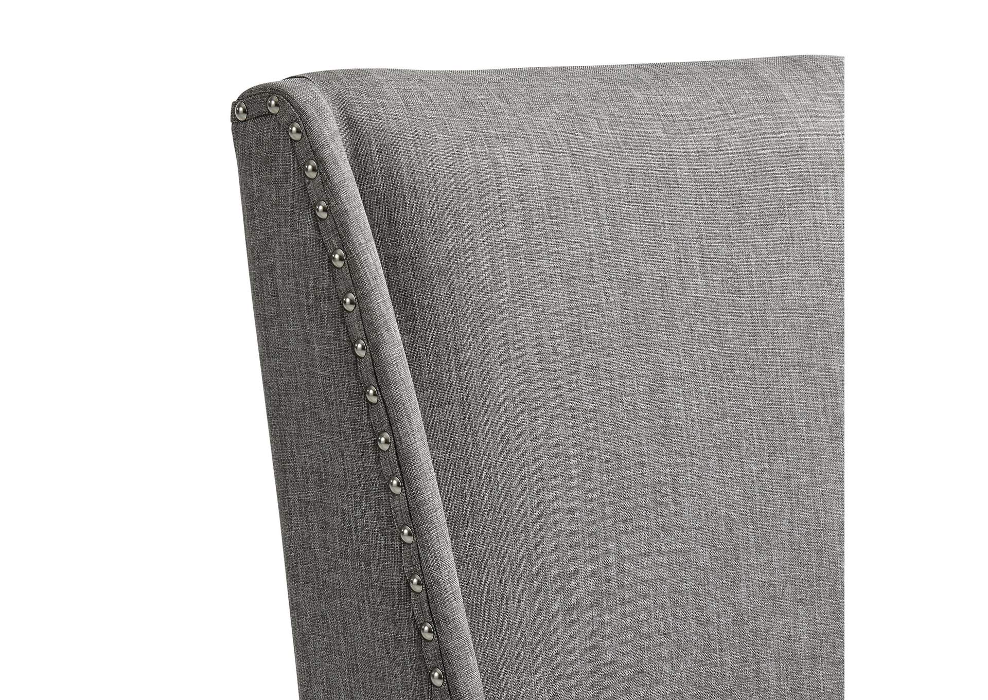 Everdeen Side Chair With Grey Fabric And Nail Heads In Charcoal 2 Per Carton image 3
