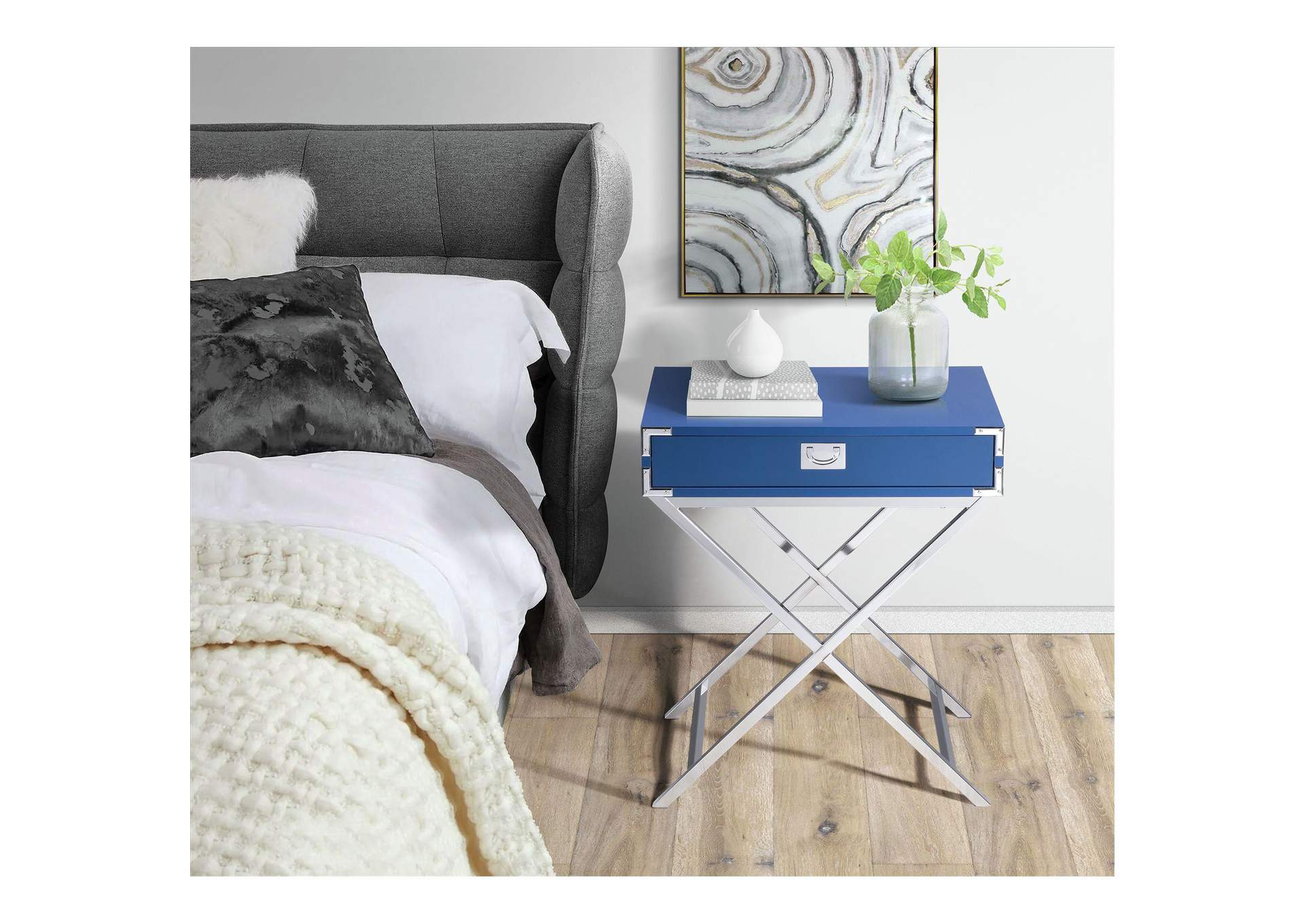 Evie Nightstand Glossy Blue image 1