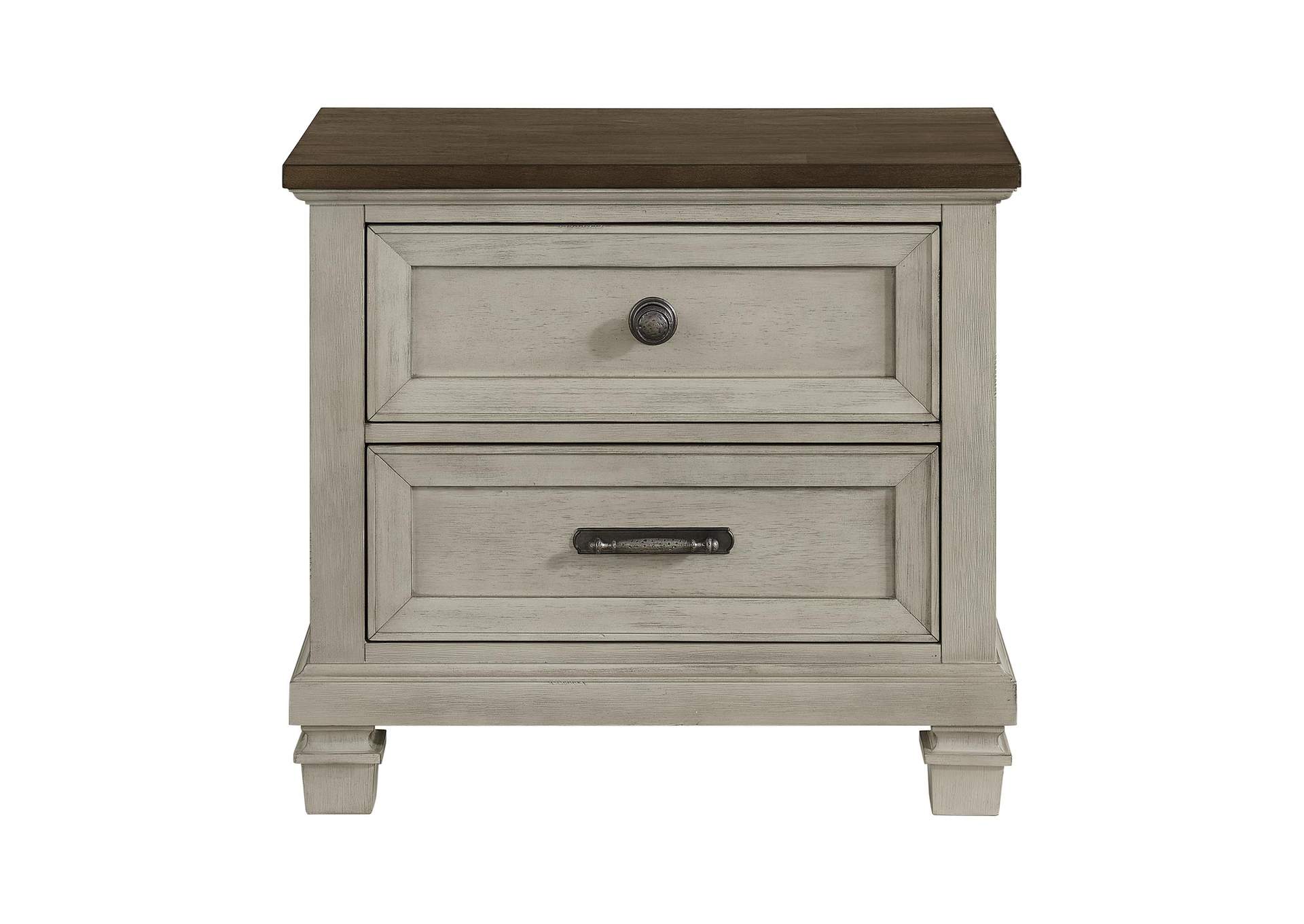 Farmington 2 - Drawer Nightstand With USB In Medium Brown And Washed Stone image 9