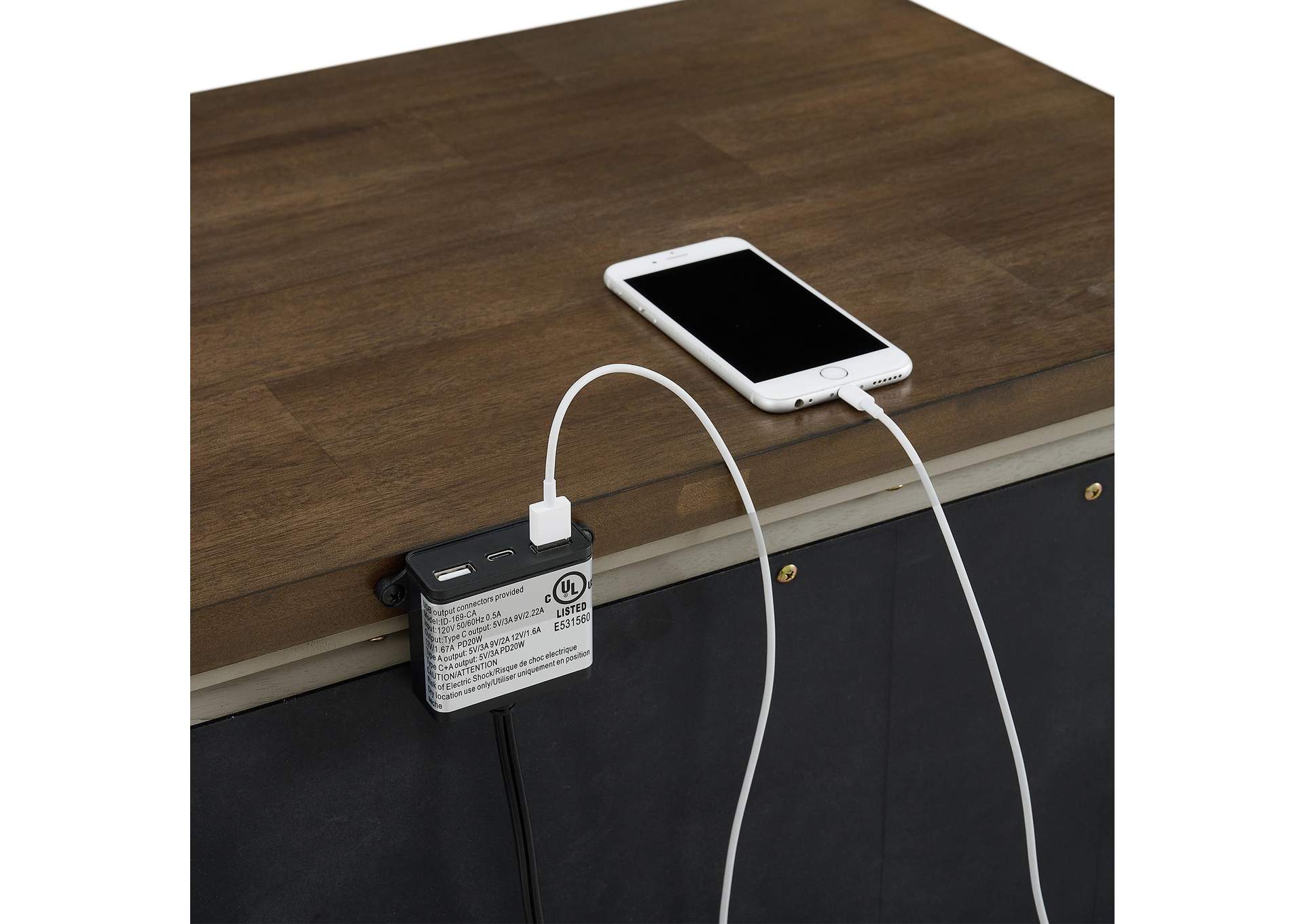 Farmington 2 - Drawer Nightstand With USB In Medium Brown And Washed Stone image 4