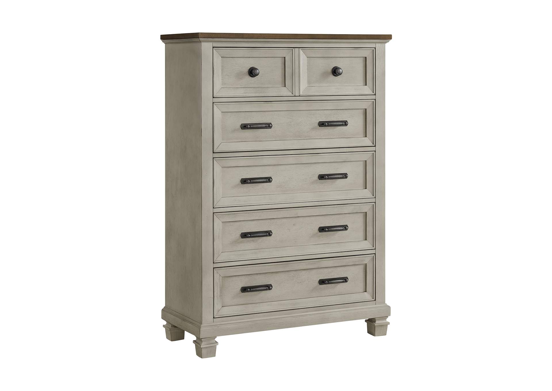 Farmington King Panel 5 Piece Bedroom Set In Medium Brown And Washed Stone image 21