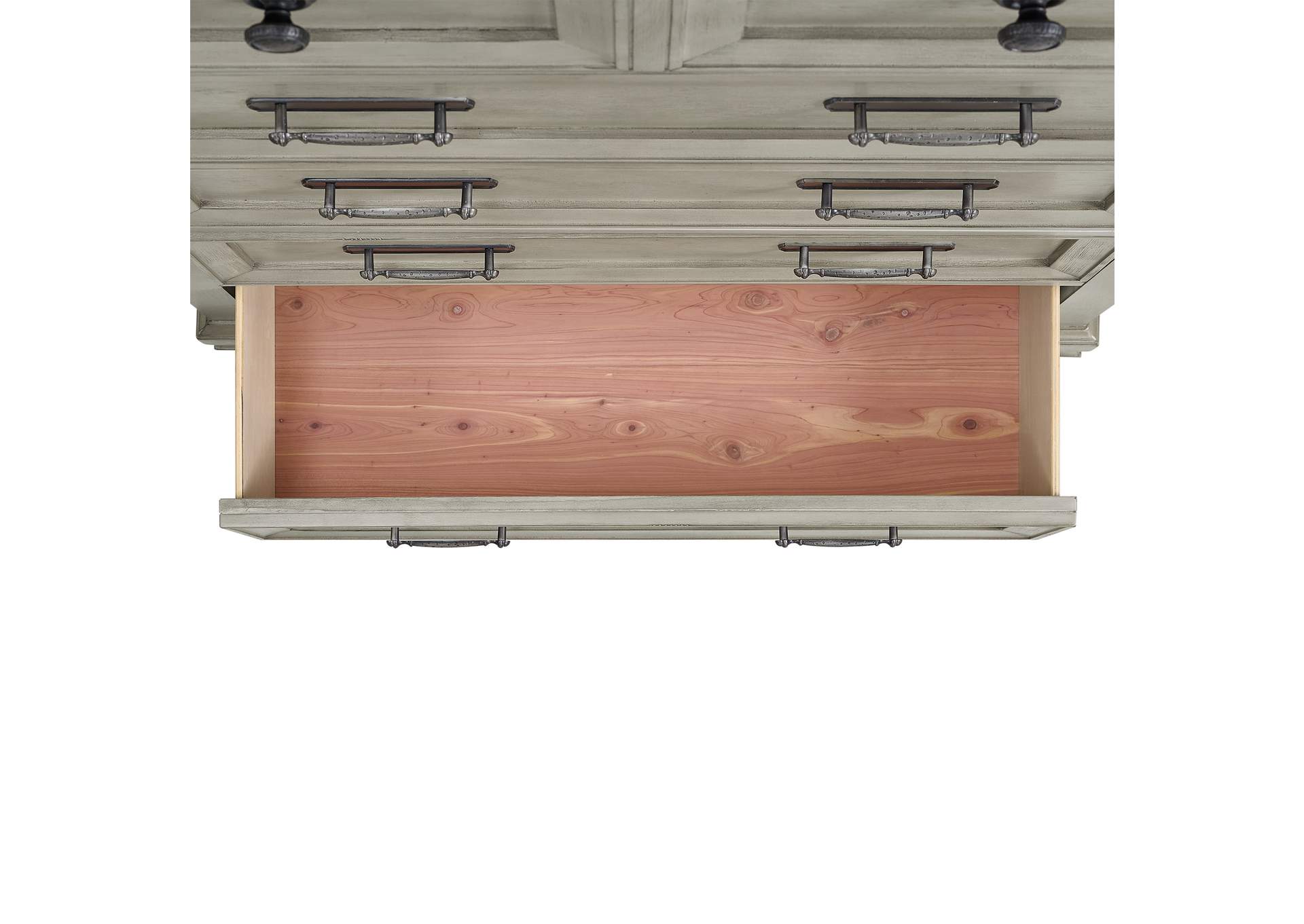 Farmington King Panel 5 Piece Bedroom Set In Medium Brown And Washed Stone image 14