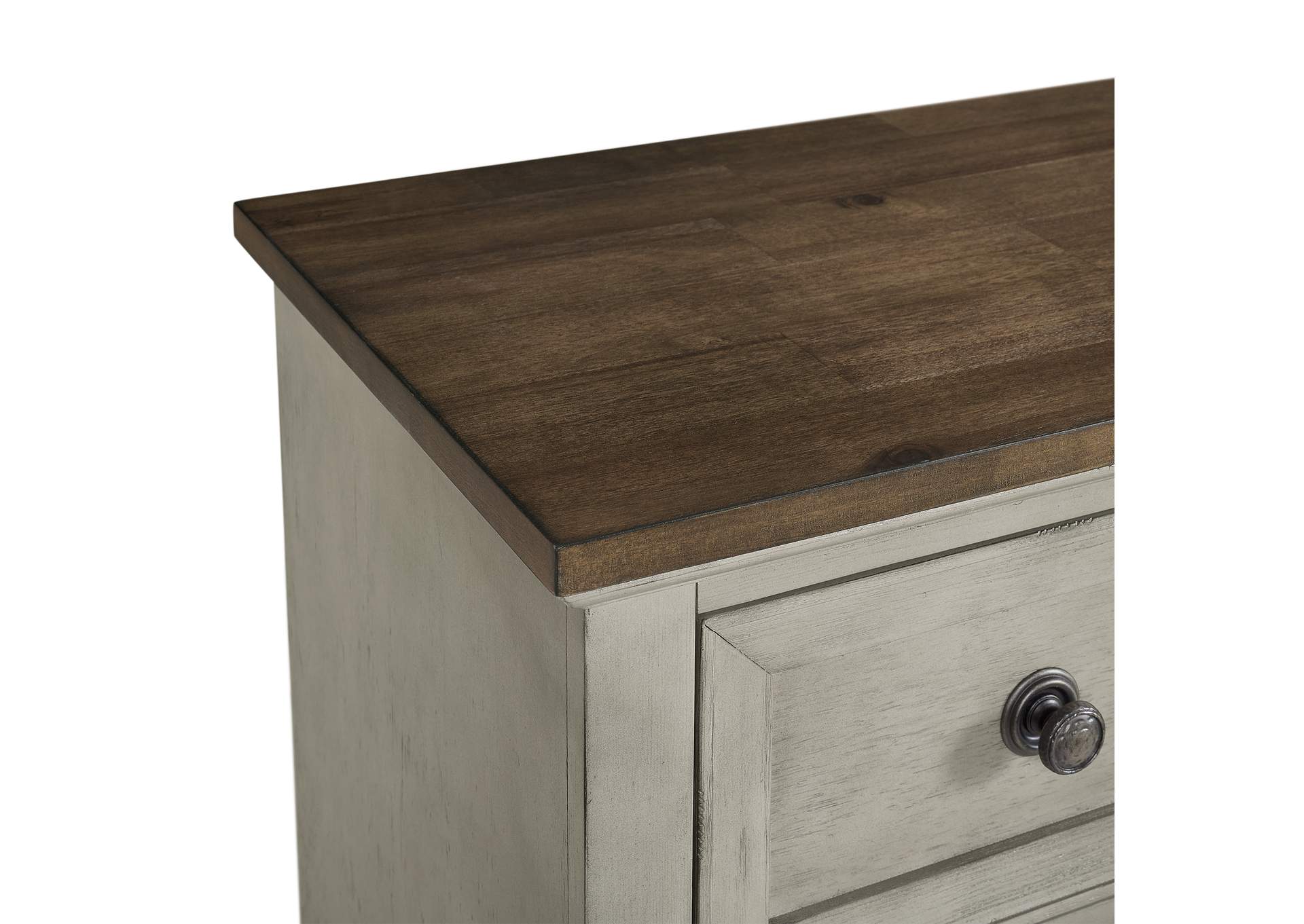 Farmington King Panel 5 Piece Bedroom Set In Medium Brown And Washed Stone image 16