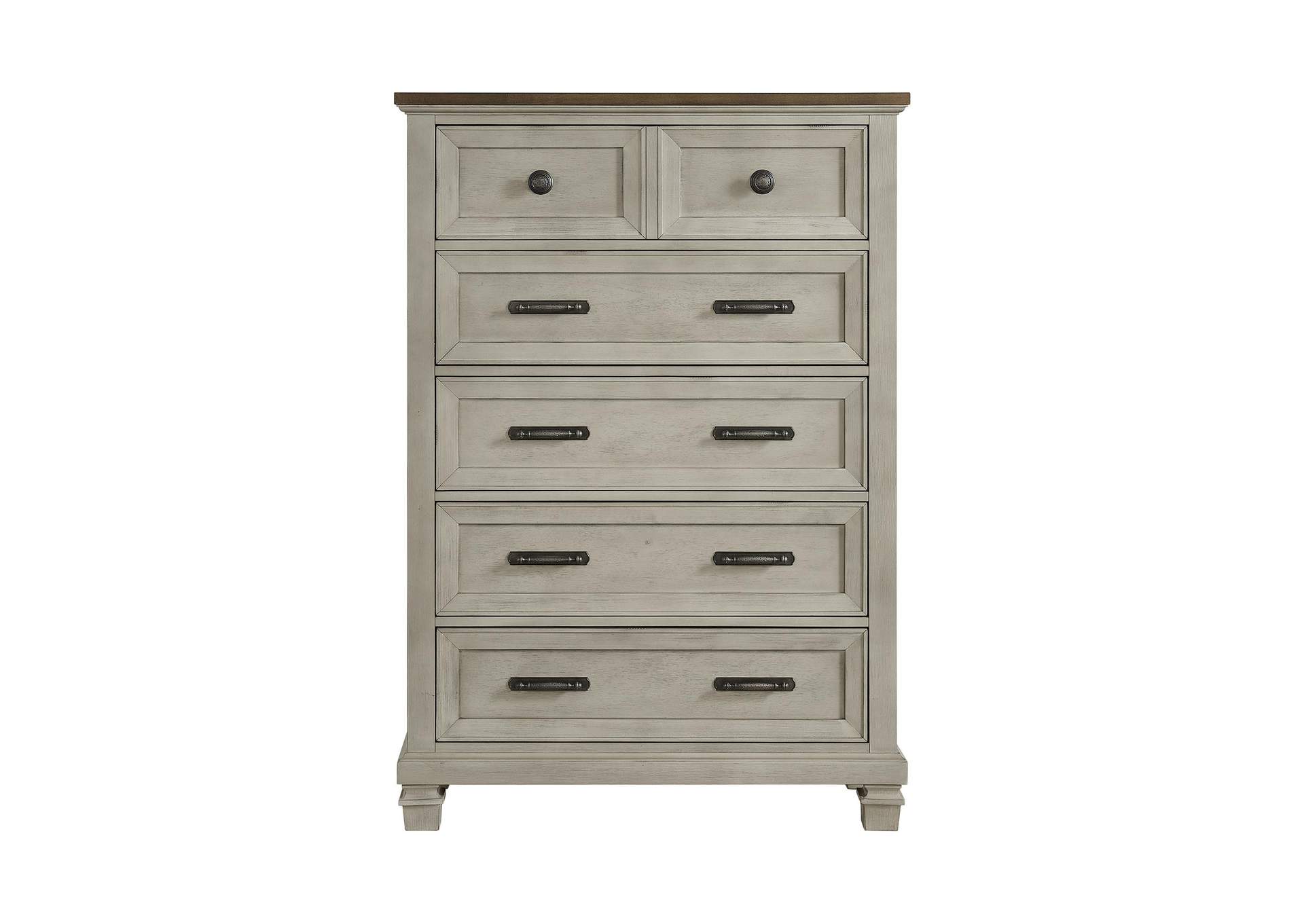 Farmington 5 - Drawer Chest In Medium Brown And Washed Stone image 10