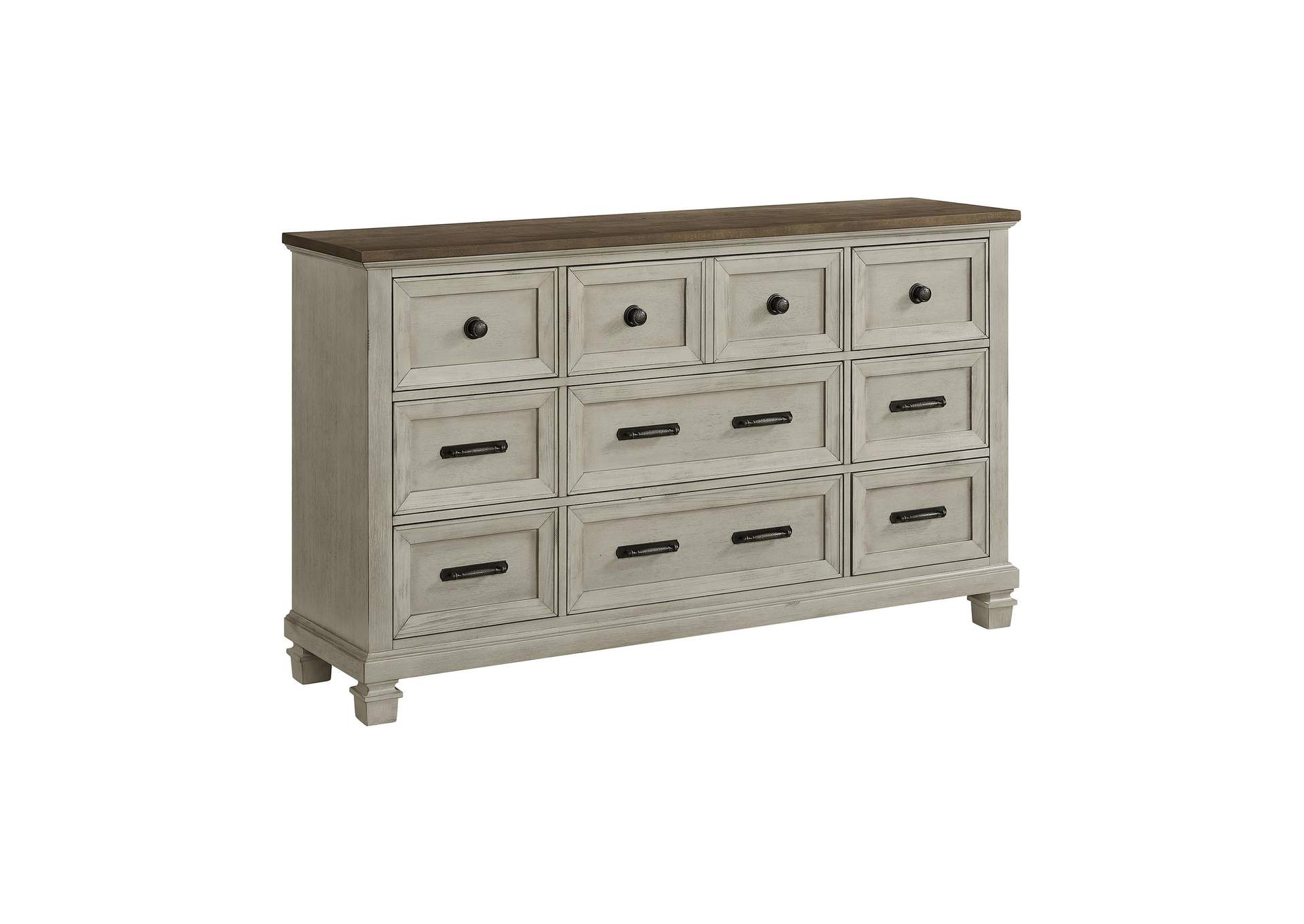 Farmington 9 - Drawer Dresser In Medium Brown And Washed Stone image 7